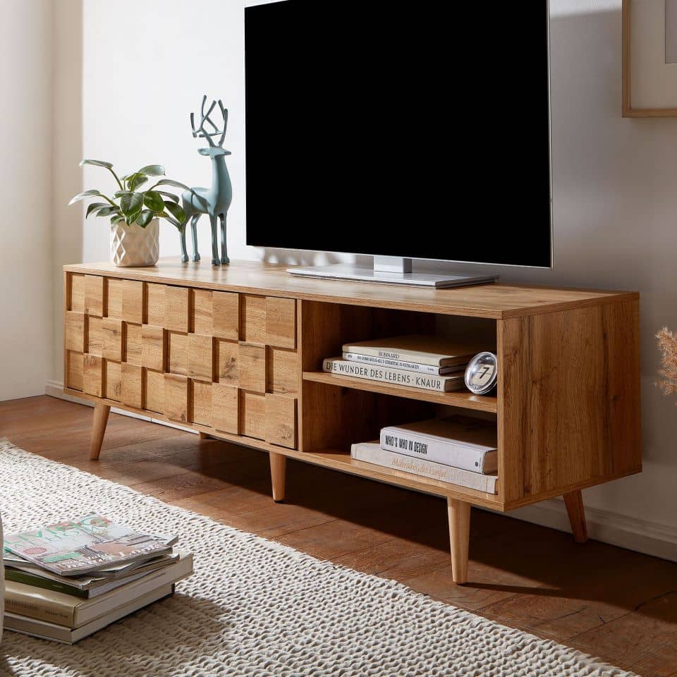 64670-Wohnling-Lowboard-TV-Board-160x40x51-cm-Eiche-WL6-578-WL6-578_2 Lowboard Holz Eiche-Dekor 160x51x40 cm TV-Kommode mit zwei Türen