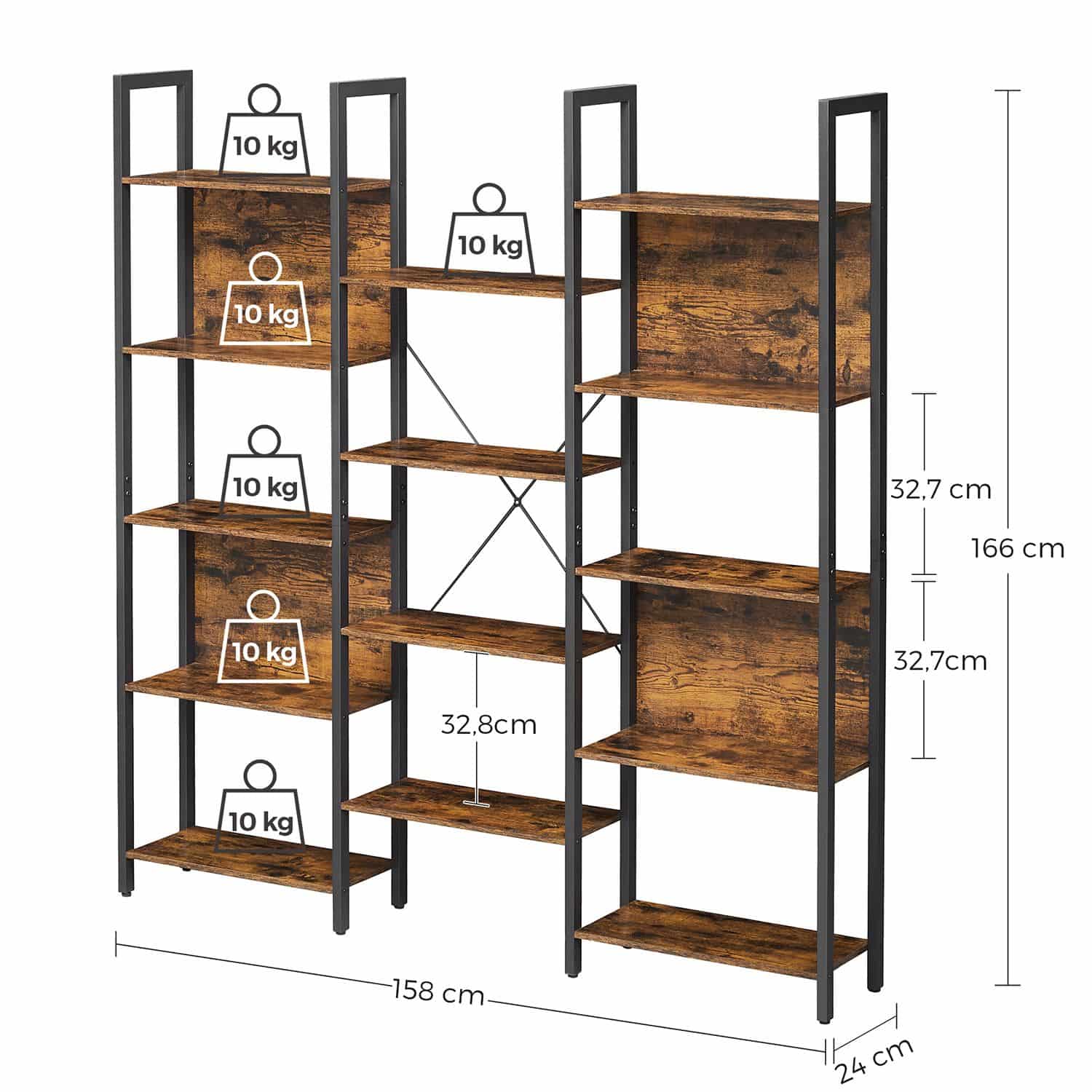 Bücherregal mit 14 Ablagen-B34LLS107B01 Bücherregal mit 14 Ablagen-B34LLS107B01
