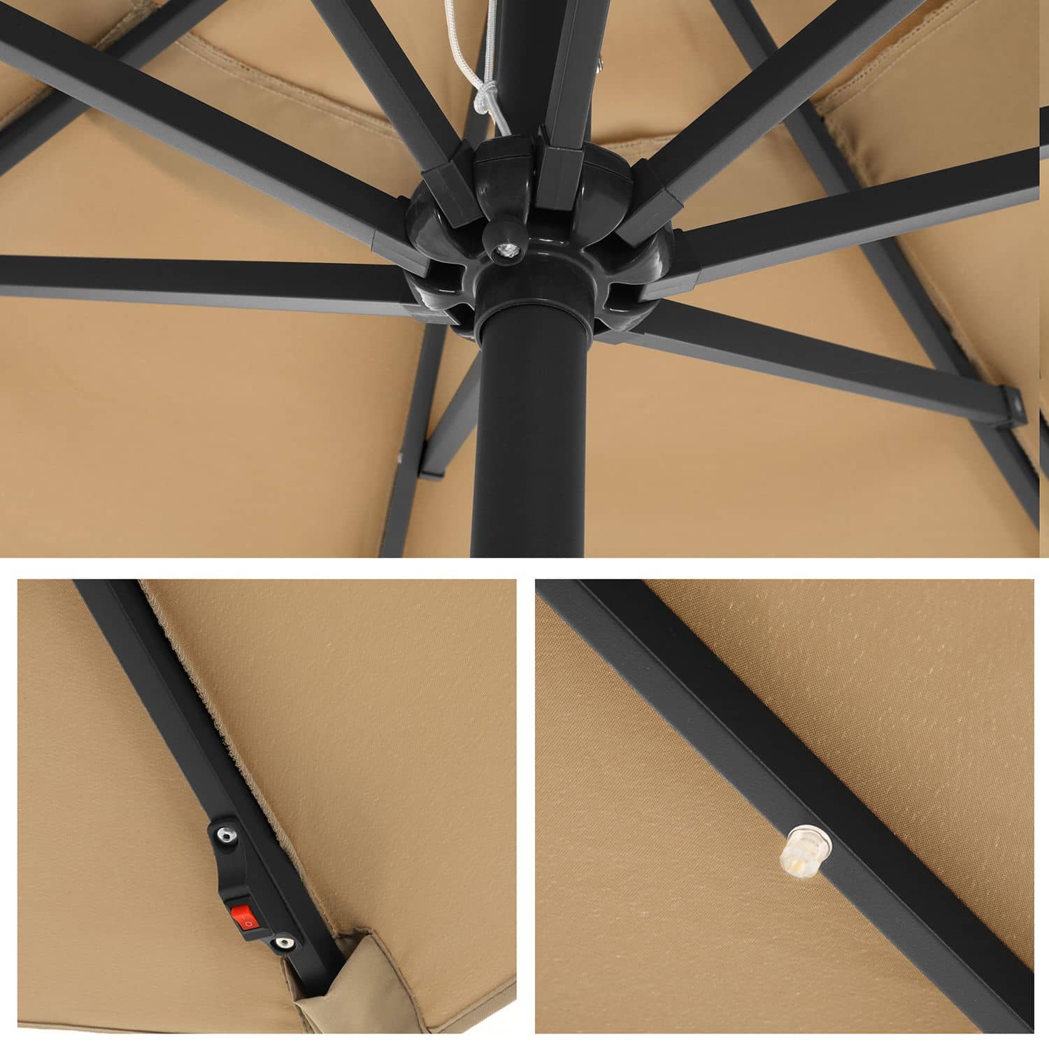 Sonnenschirm mit LED-Solar-Beleuchtung Taupe Sonnenschirm mit LED-Solar-Beleuchtung Taupe