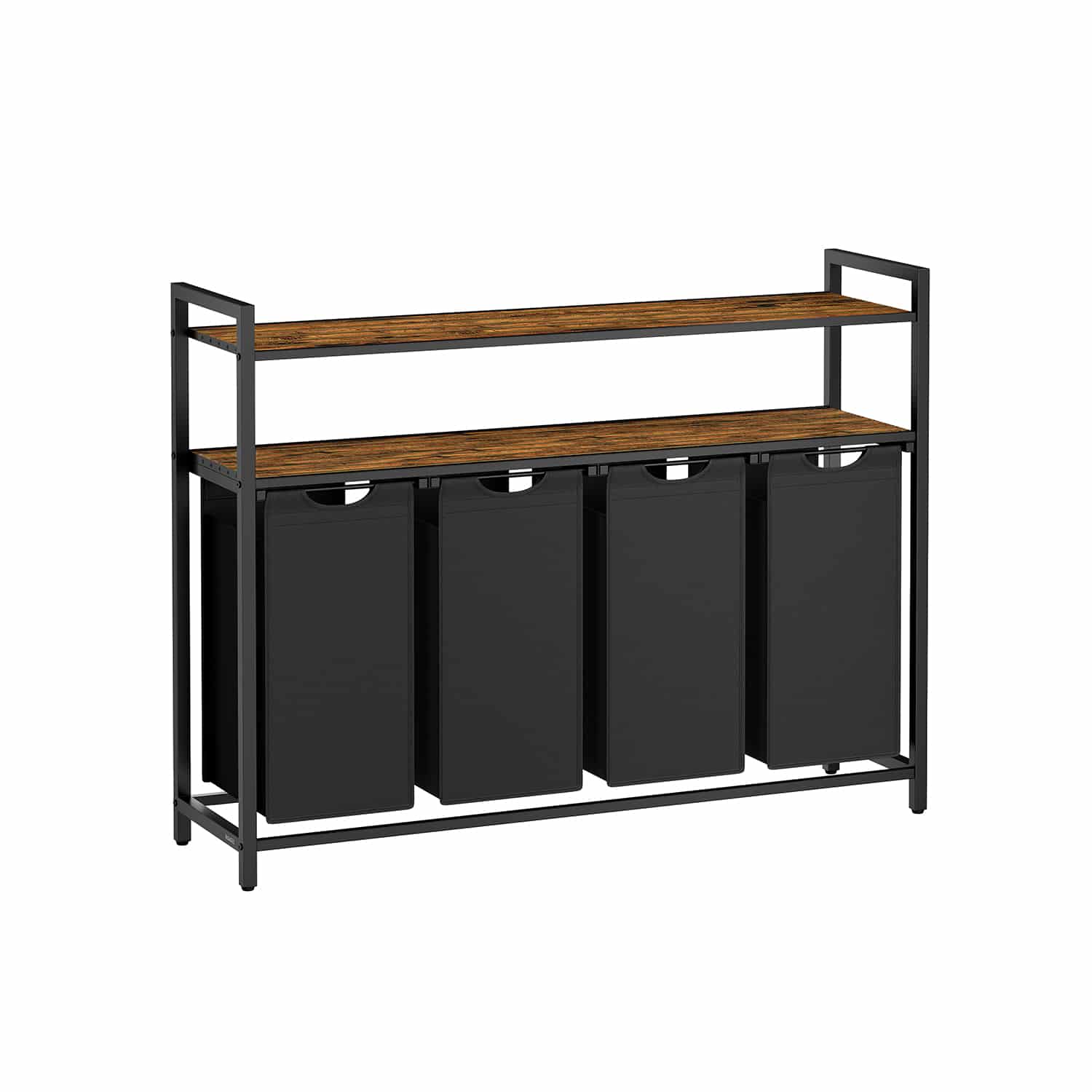 Wäschekorb 4 Fächer mit 2 Ablagen vintagebraun-schwarz Wäschekorb 4 Fächer mit 2 Ablagen vintagebraun-schwarz