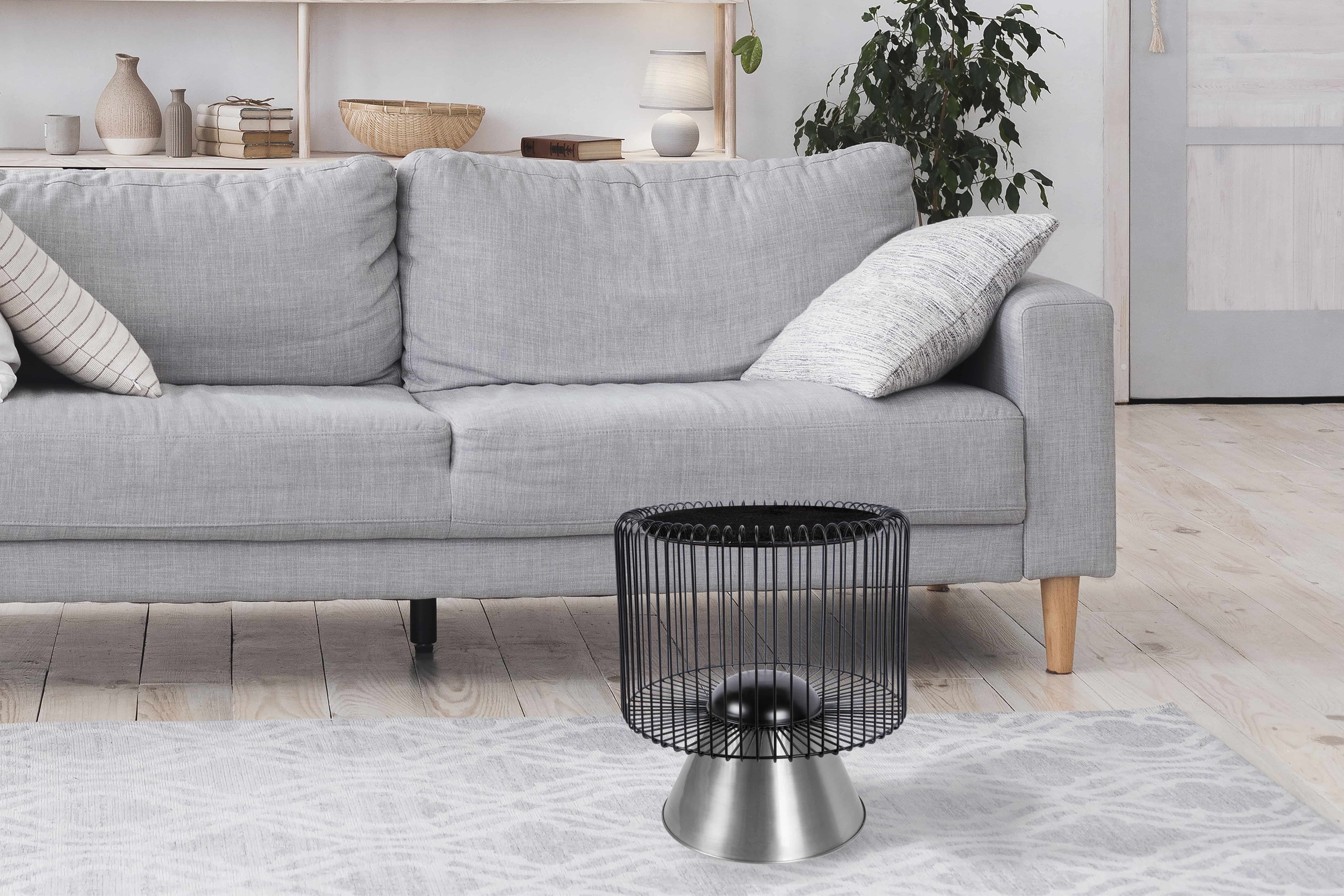 Beistelltisch Malibu 125 Weiß / Schwarz / Silber Beistelltisch Malibu 125 Weiß / Schwarz / Silber