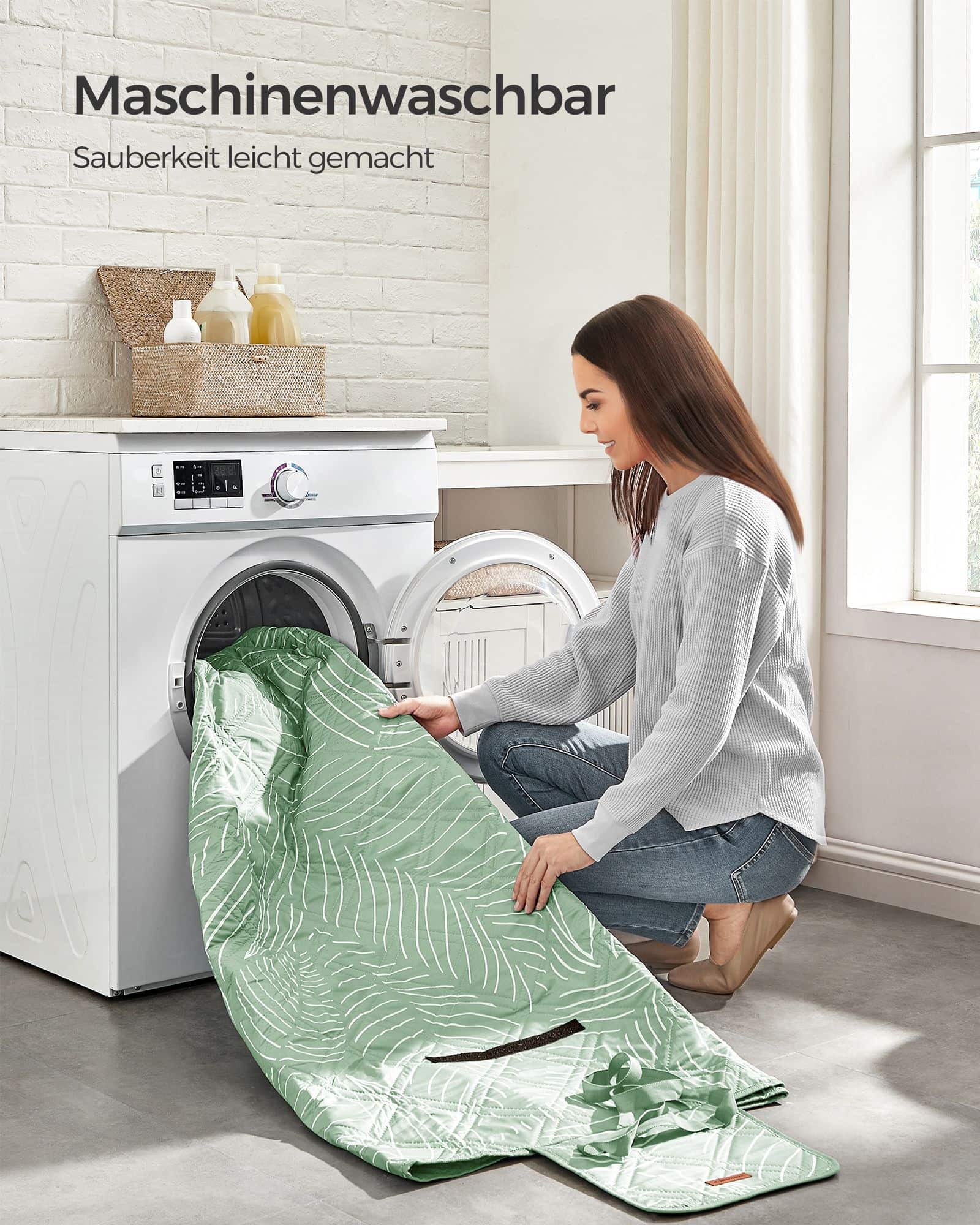 Picknickdecke 300 x 200 cm maschinenwaschbar und faltbar grün-GCM310C03