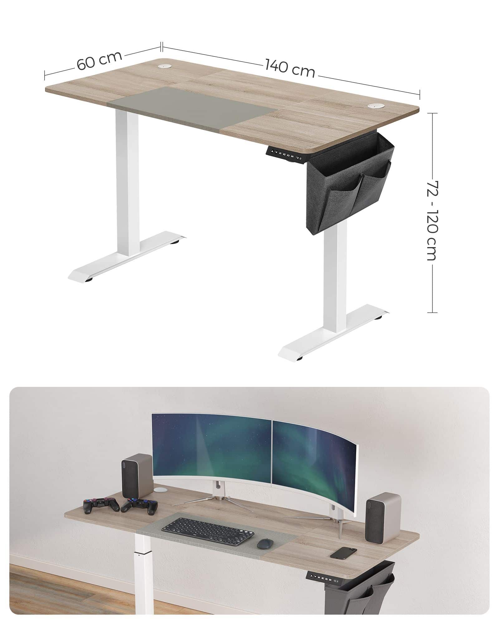 Höhenverstellbarer Schreibtisch mit 60 x 140 cm Platte-B34LSD016H01