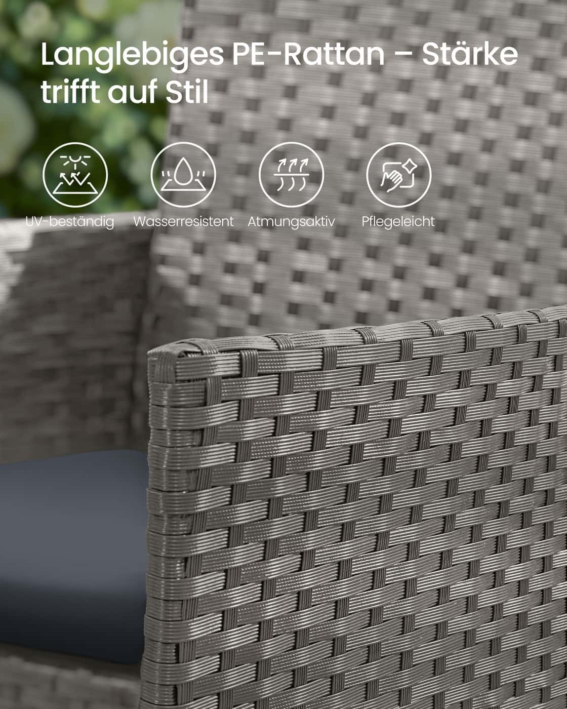 Gartenmöbel Set aus Polyrattan für Terrasse und Balkon grau Gartenmöbel Set aus Polyrattan für Terrasse und Balkon grau