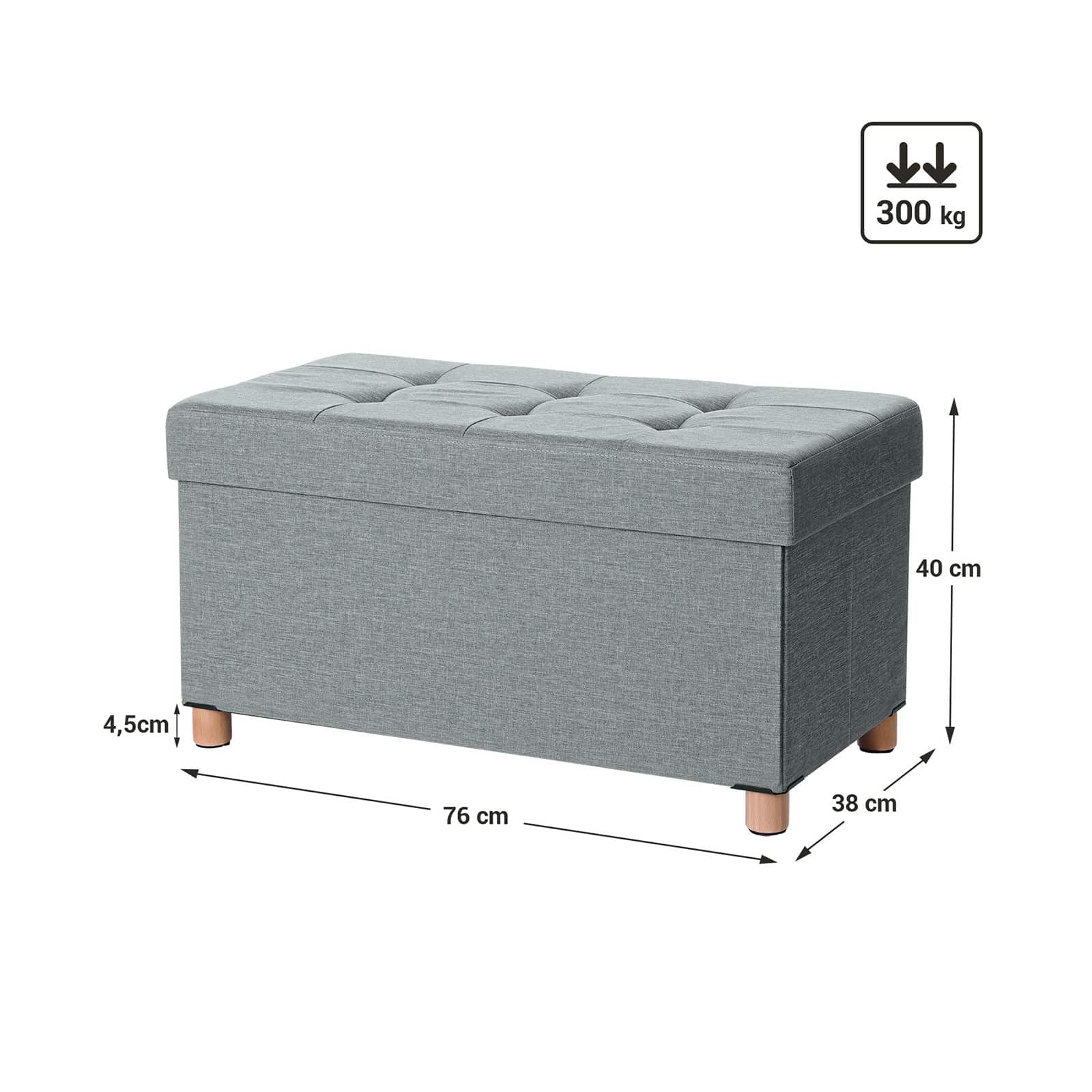 Sitzhocker mit Stauraum Hellgrau-LSF16GYX Sitzhocker mit Stauraum Hellgrau-LSF16GYX