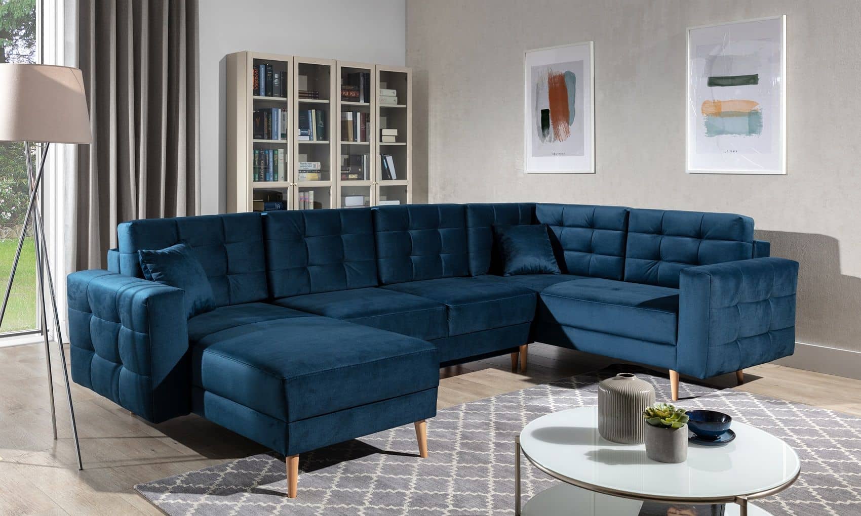 Wohnlandschaft Asgard U Dunkelblau – Sofa mit Schlaffunktion | beidseitig montierbar Wohnlandschaft Asgard U Dunkelblau – Sofa mit Schlaffunktion | beidseitig montierbar