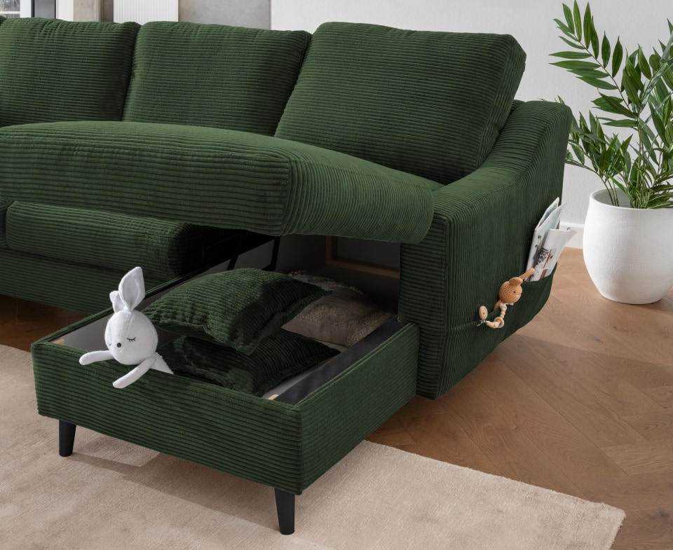 Benformato_Valentina_2F-RECBK_4822_F08-5 Moosgrüne Eleganz: Schlafsofa Valentina mit Bettkasten und Recamiere