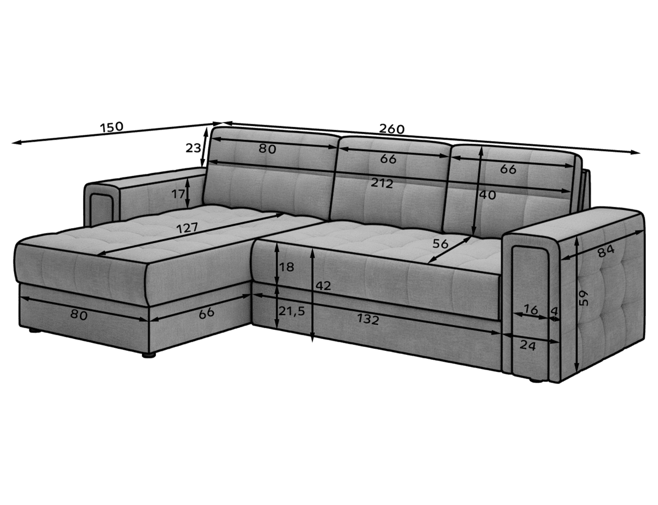 Ecksofa Blenvi Weiß mit Schlaffunktion & Bettkasten | Royal | Eltap | beidseitig montierbar