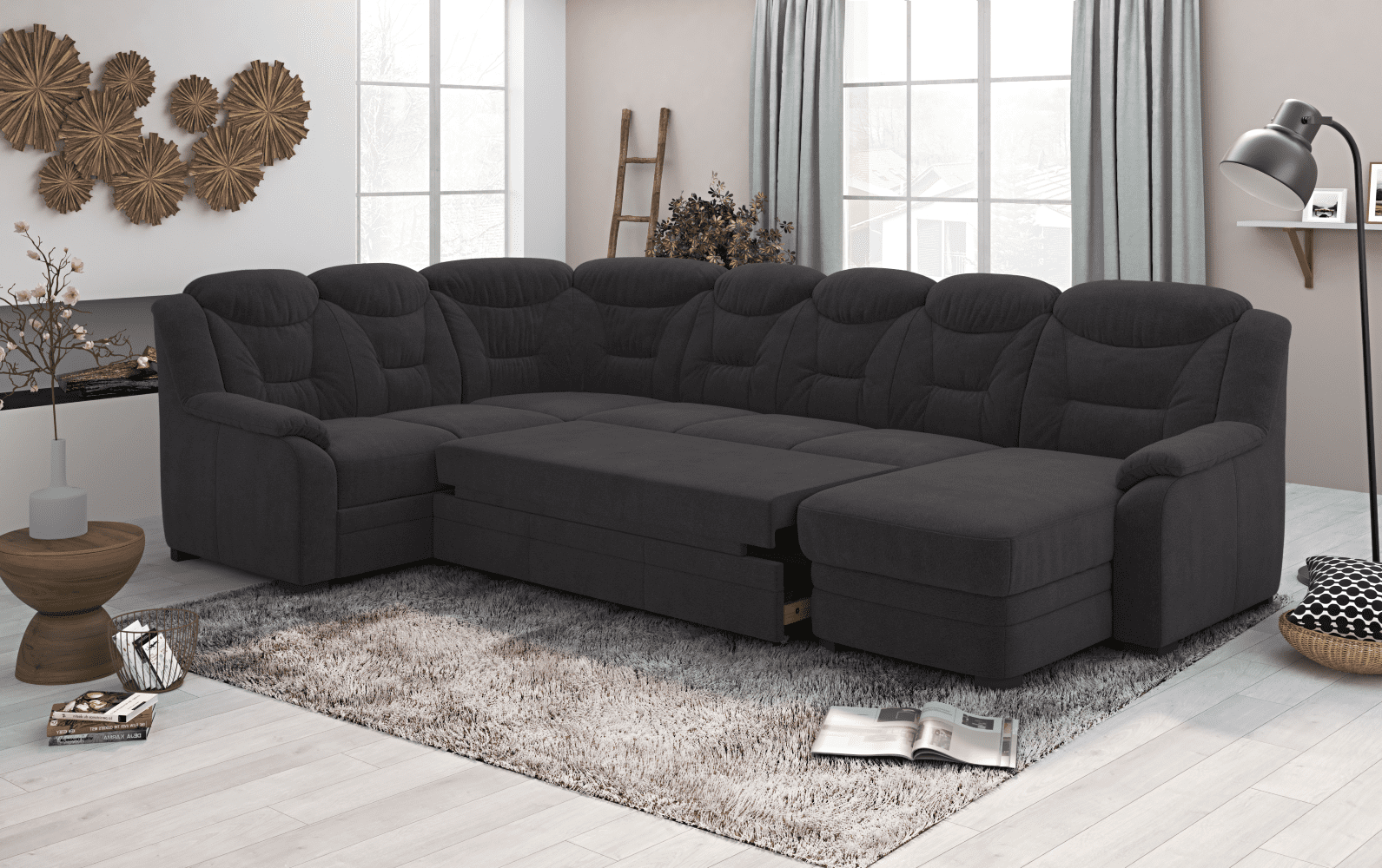 Wohnlandschaft Marcus mit Schlaffunktion & Bettkasten - Cotta