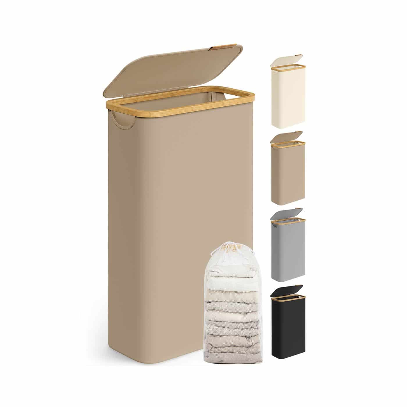 Wäschekorb 65 L mit Deckel 150 L 42 x 22,5 x 70,5 cm kamelbraun Wäschekorb 65 L mit Deckel 150 L 42 x 22,5 x 70,5 cm kamelbraun
