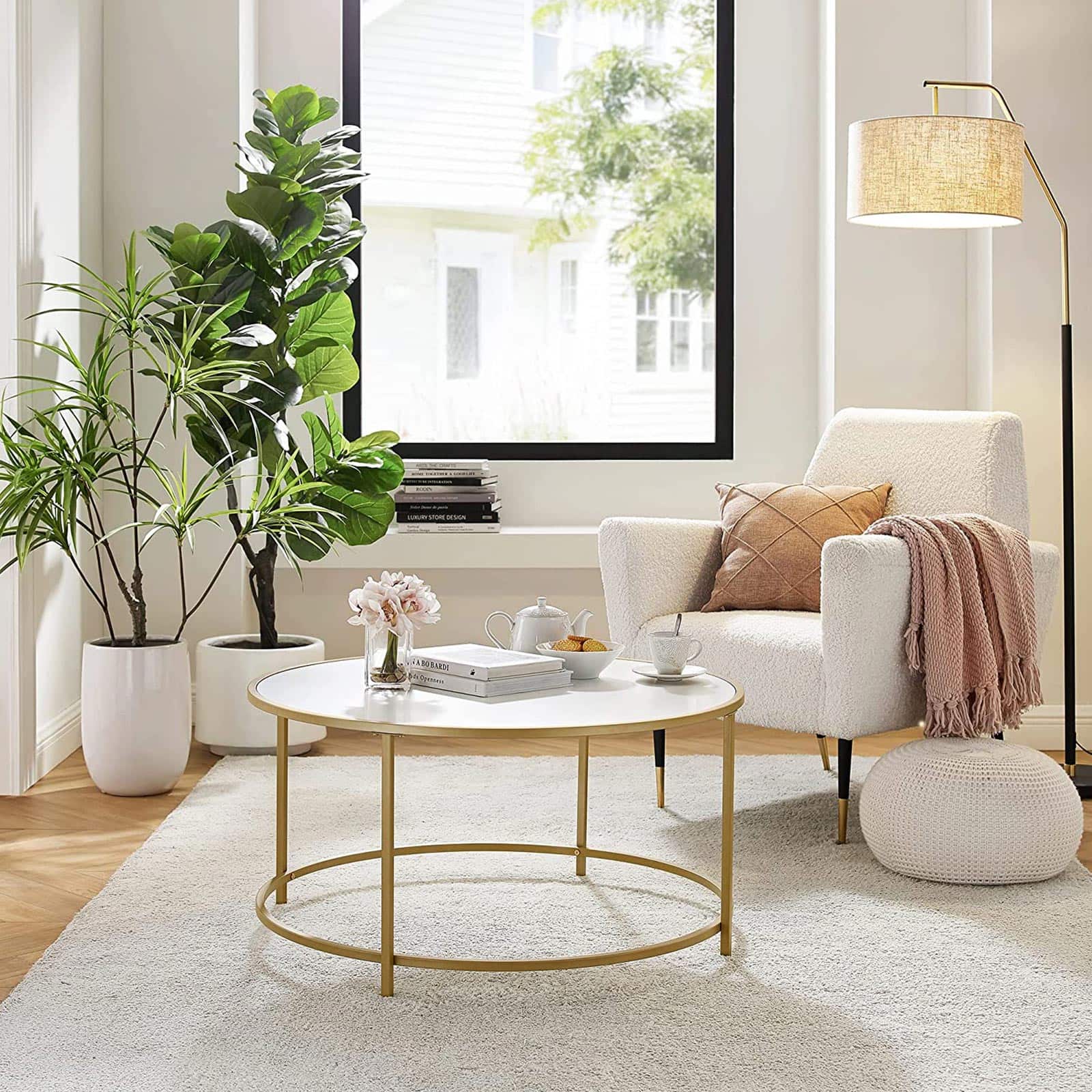 LCT091A10-3 Runder Couchtisch mit Metallrahmen