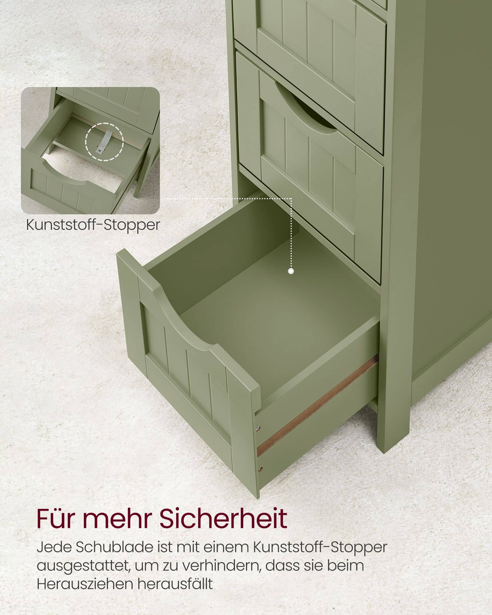Badezimmerschrank 4 Schubladen 30 x 30 x 82 cm lorbeergrün Badezimmerschrank 4 Schubladen 30 x 30 x 82 cm lorbeergrün