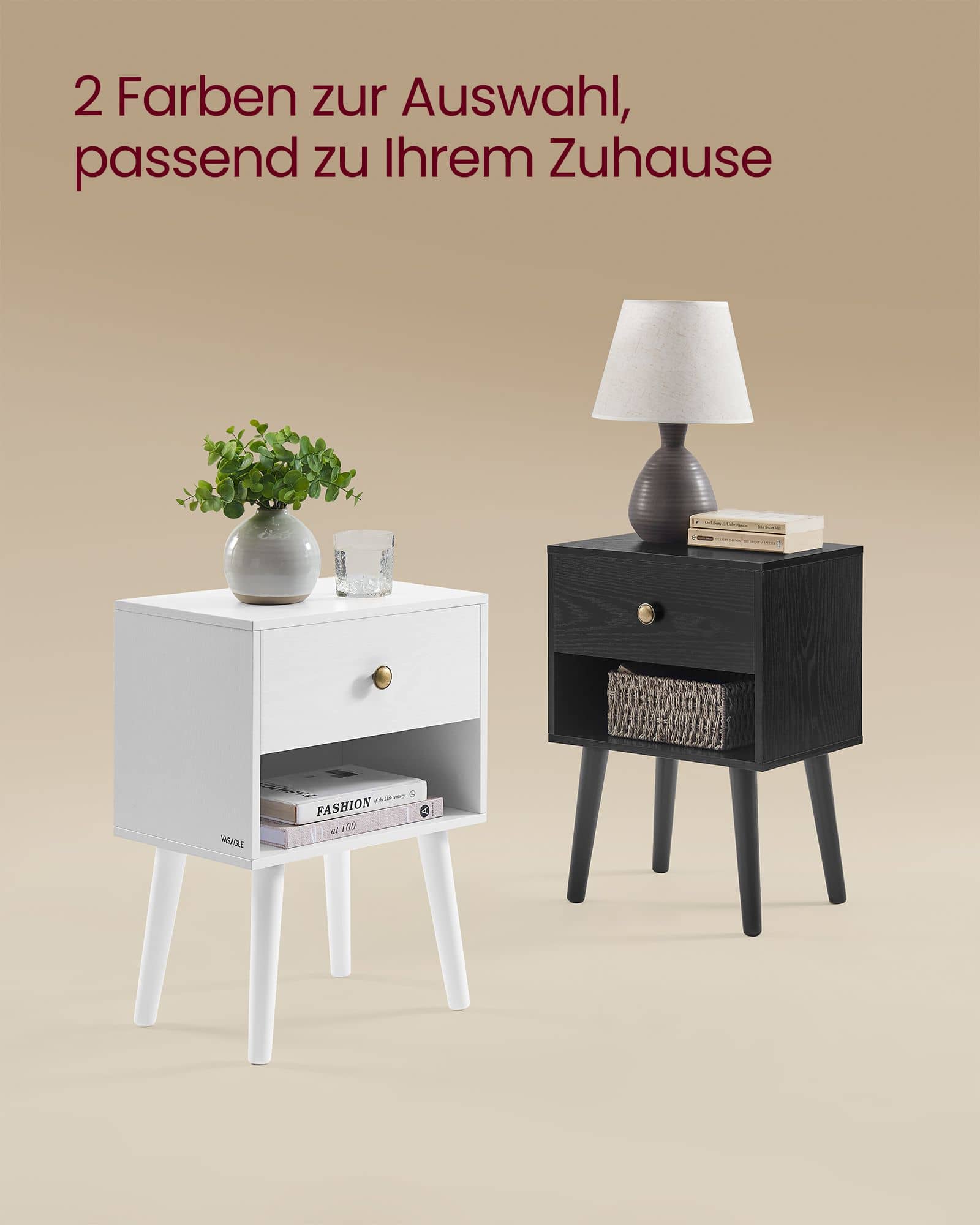 Nachttisch mit Schublade und offener Ablage schneeweiß Nachttisch mit Schublade und offener Ablage schneeweiß