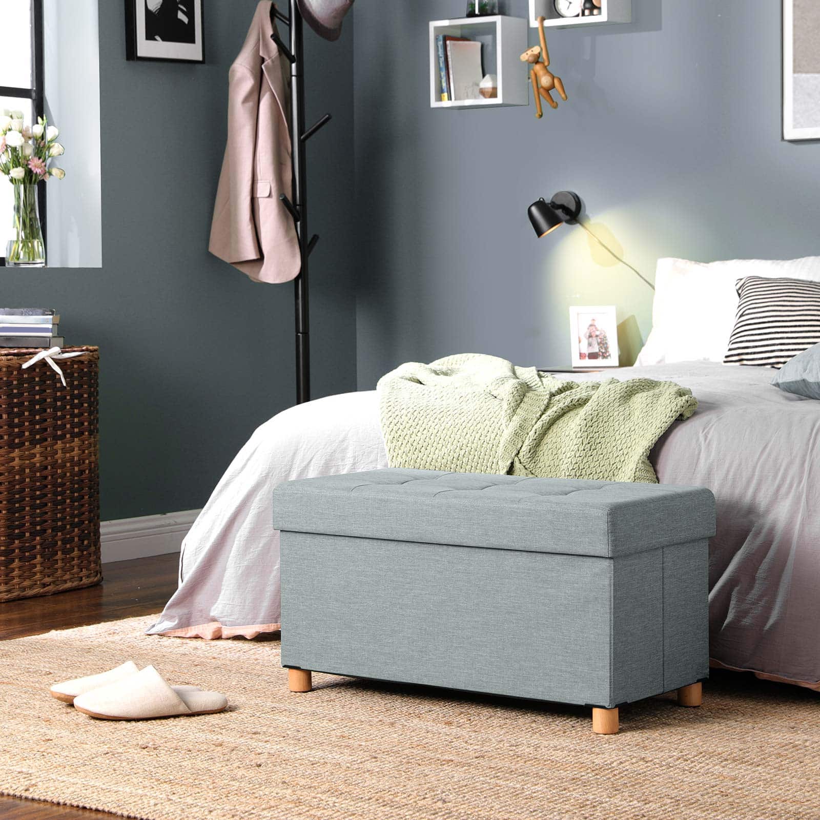 Sitzhocker mit Stauraum Hellgrau-LSF16GYX Sitzhocker mit Stauraum Hellgrau-LSF16GYX