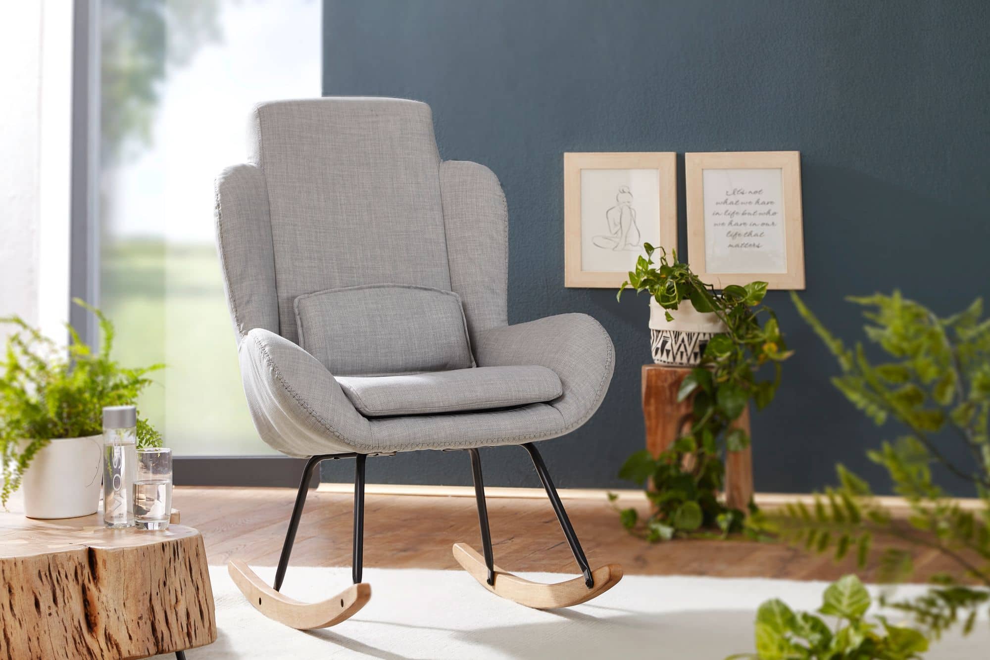 Schaukelstuhl CAPRI Grau Design Relaxsessel 75 x 110 x 88 Schaukelstuhl CAPRI Grau Design Relaxsessel 75 x 110 x 88