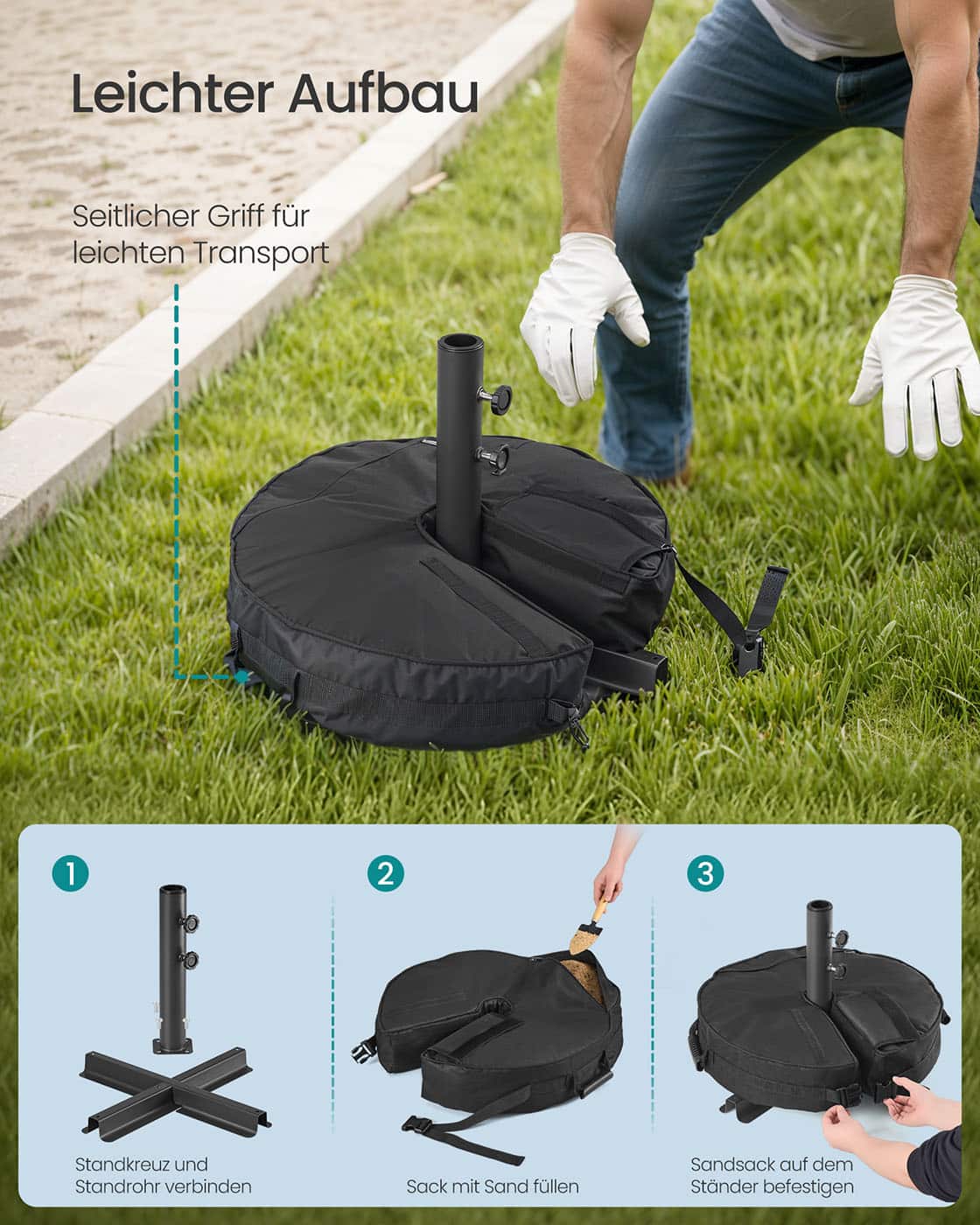 Sonnenschirmständer rund für 1,5-3 m Sonnenschirm schwarz Sonnenschirmständer rund für 1,5-3 m Sonnenschirm schwarz