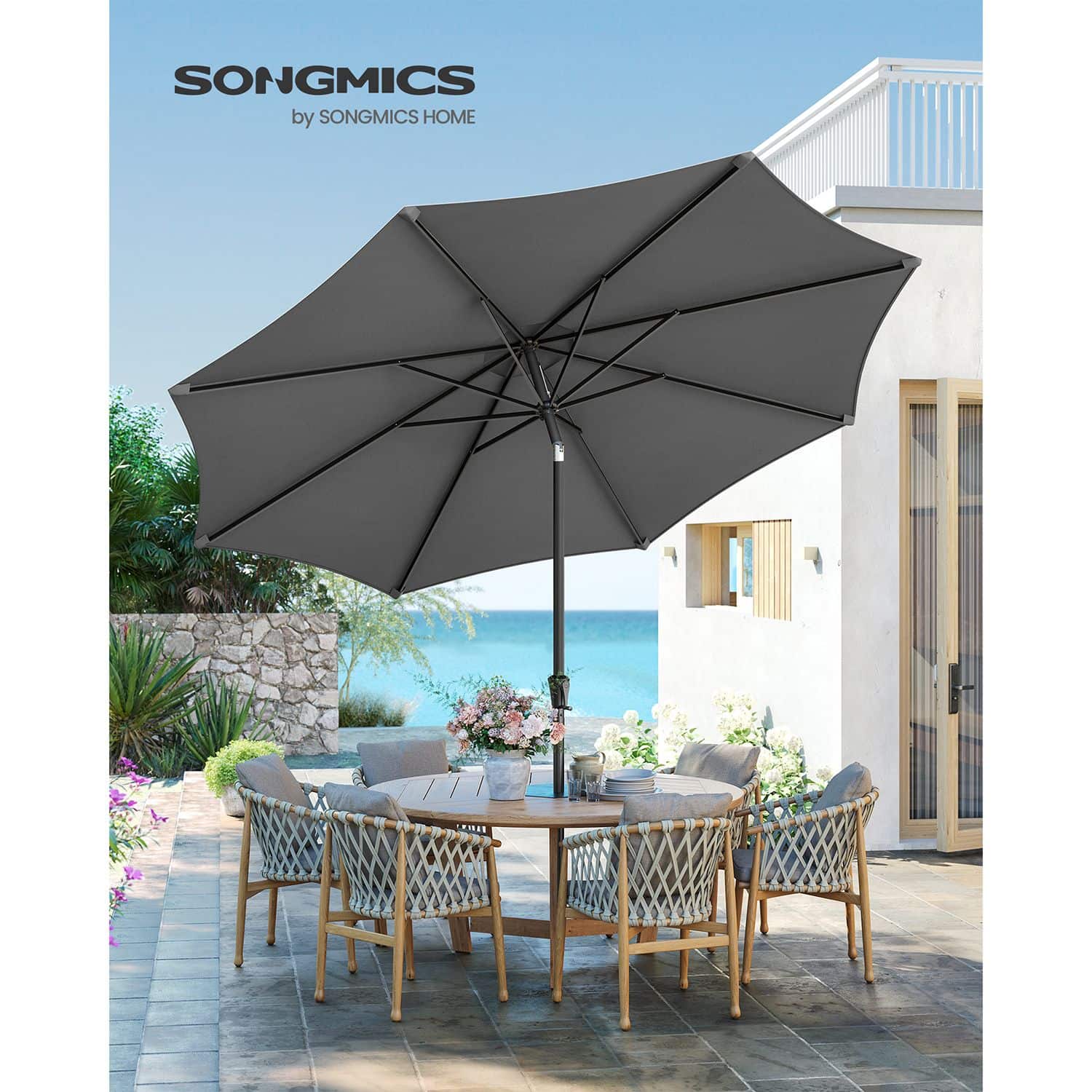 Sonnenschirm beidseitig um 30° knickbar grau Sonnenschirm beidseitig um 30° knickbar grau