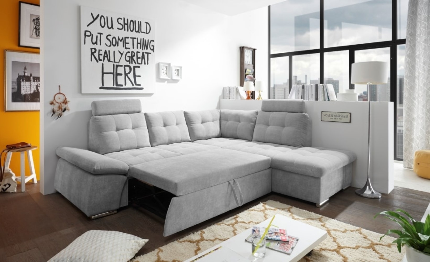 Nalo-2F-Rec_Uran-01_silver_Milieu-Fkt Silver Vibes: Verstellbare Armlehnen und Bettkasten beim Nalo Schlafsofa