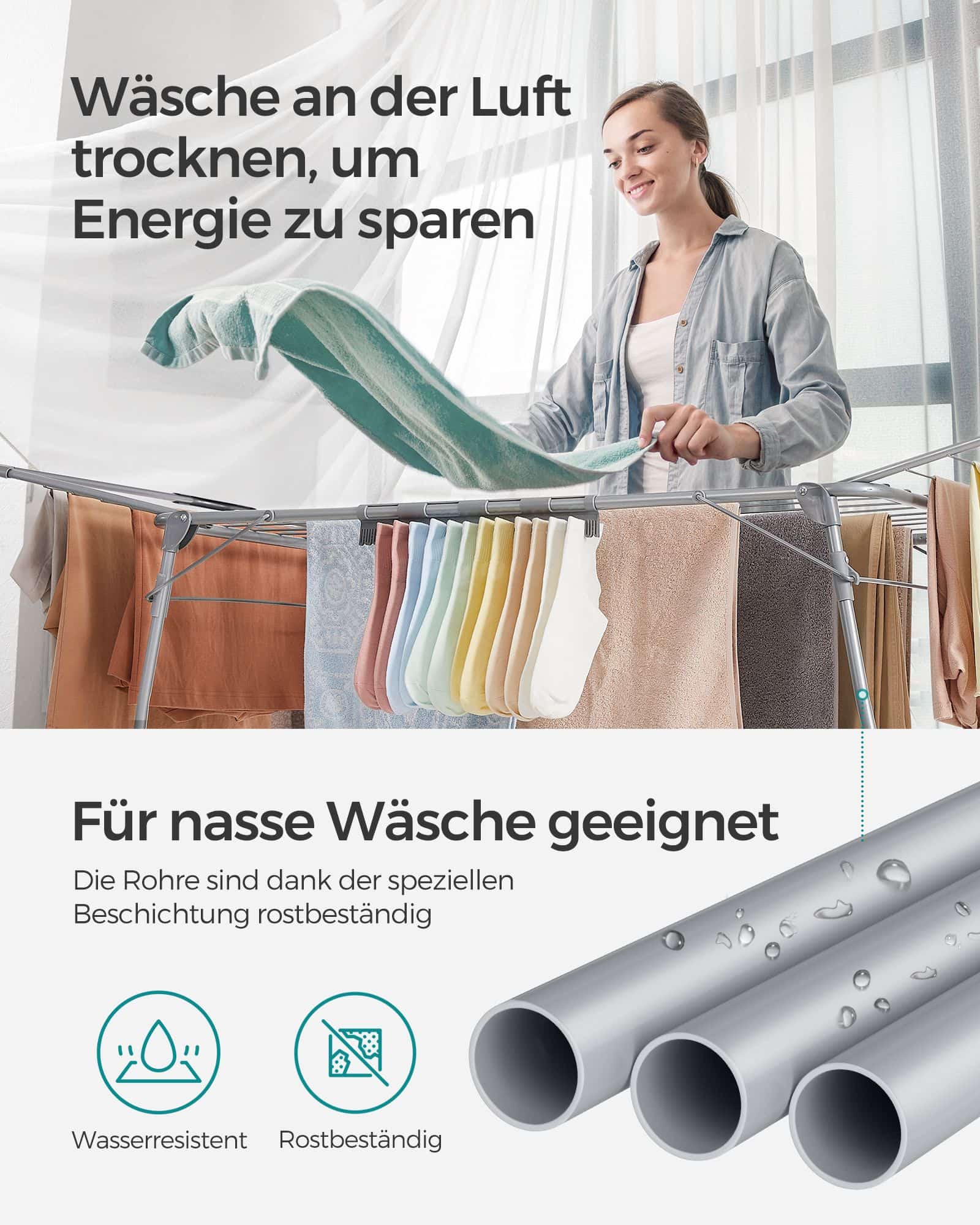 Wäscheständer mit Sockenhalter Metall grau Wäscheständer mit Sockenhalter Metall grau