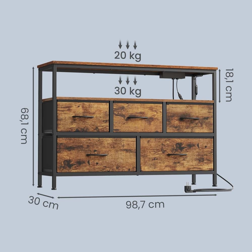 Kommode mit LED-Beleuchtung, Sideboard, Schubladenschrank für Wohnzimmer