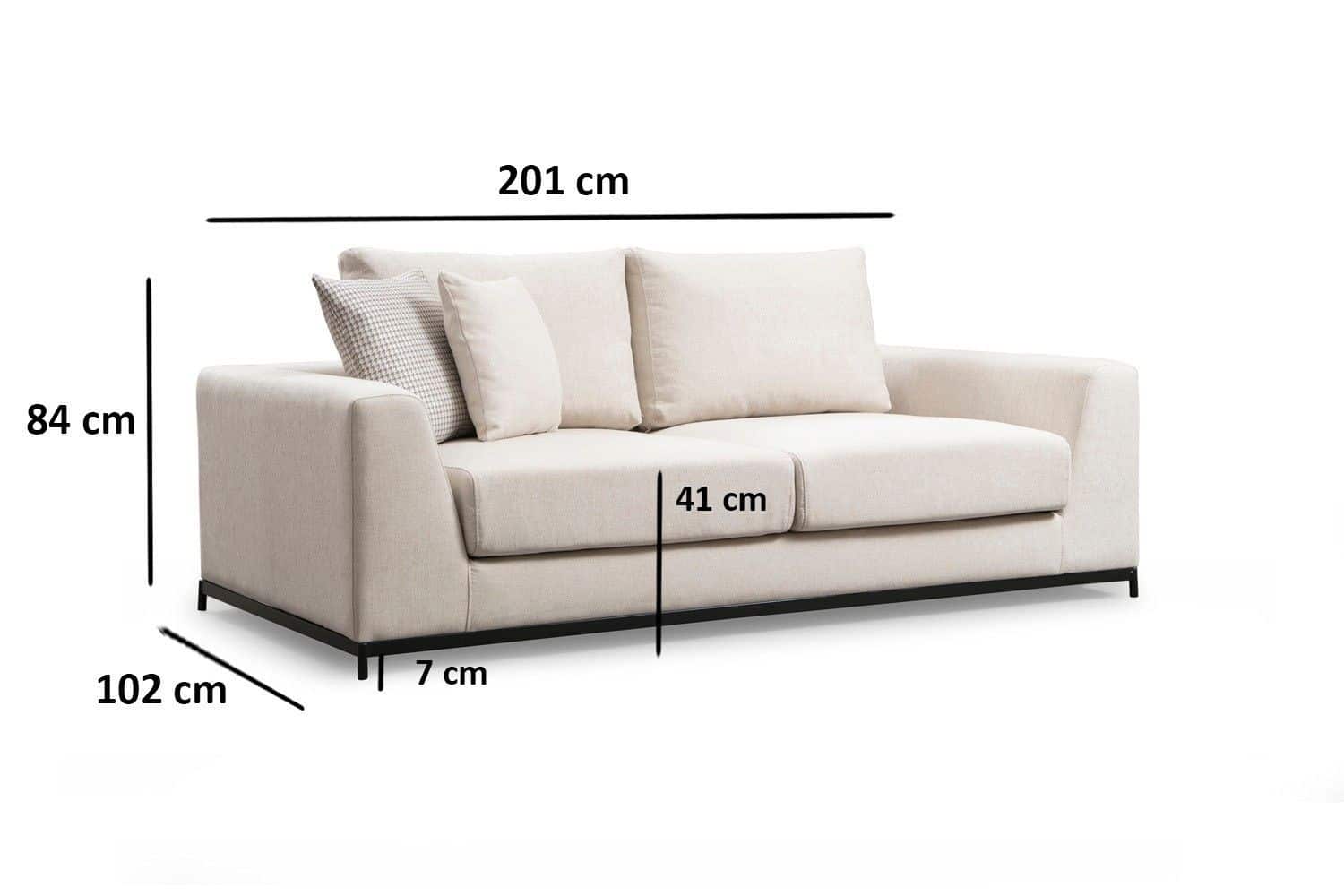 Sofa Line 2-Sitzer Beige – Flachgewebe mit Metallfüßen