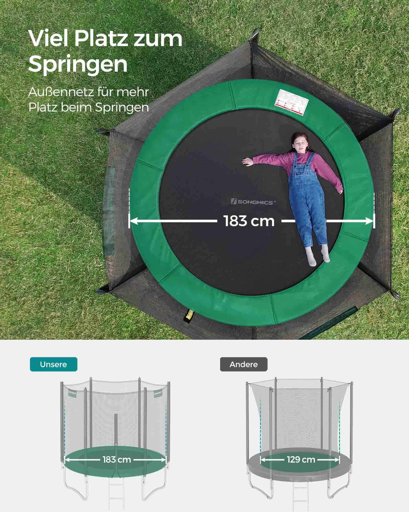 Trampolin Ø 183 cm mit Netz für Garten dunkelgrün-B34STR061C01 Trampolin Ø 183 cm mit Netz für Garten dunkelgrün-B34STR061C01