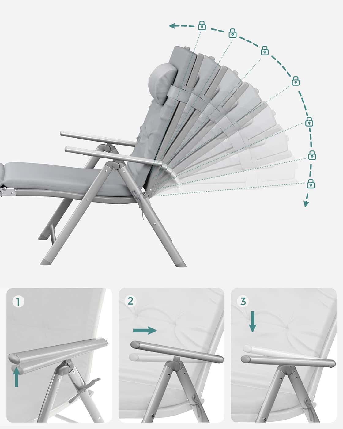 Sonnenliege mit Auflage Grau Sonnenliege mit Auflage Grau