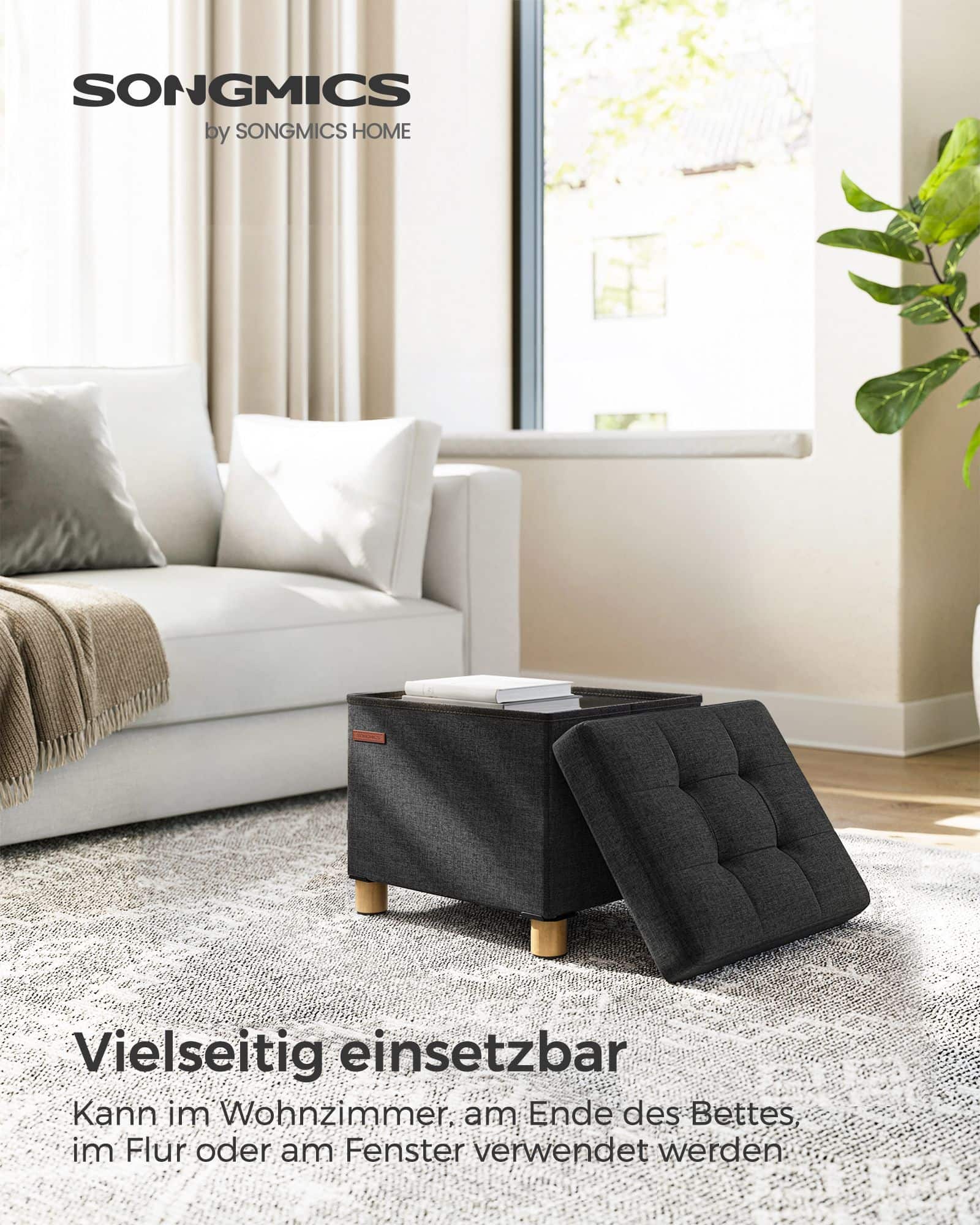 Sitzbank klappbar 32 x 40 x 33,5 cm mit Stauraum schwarz Sitzbank klappbar 32 x 40 x 33,5 cm mit Stauraum schwarz