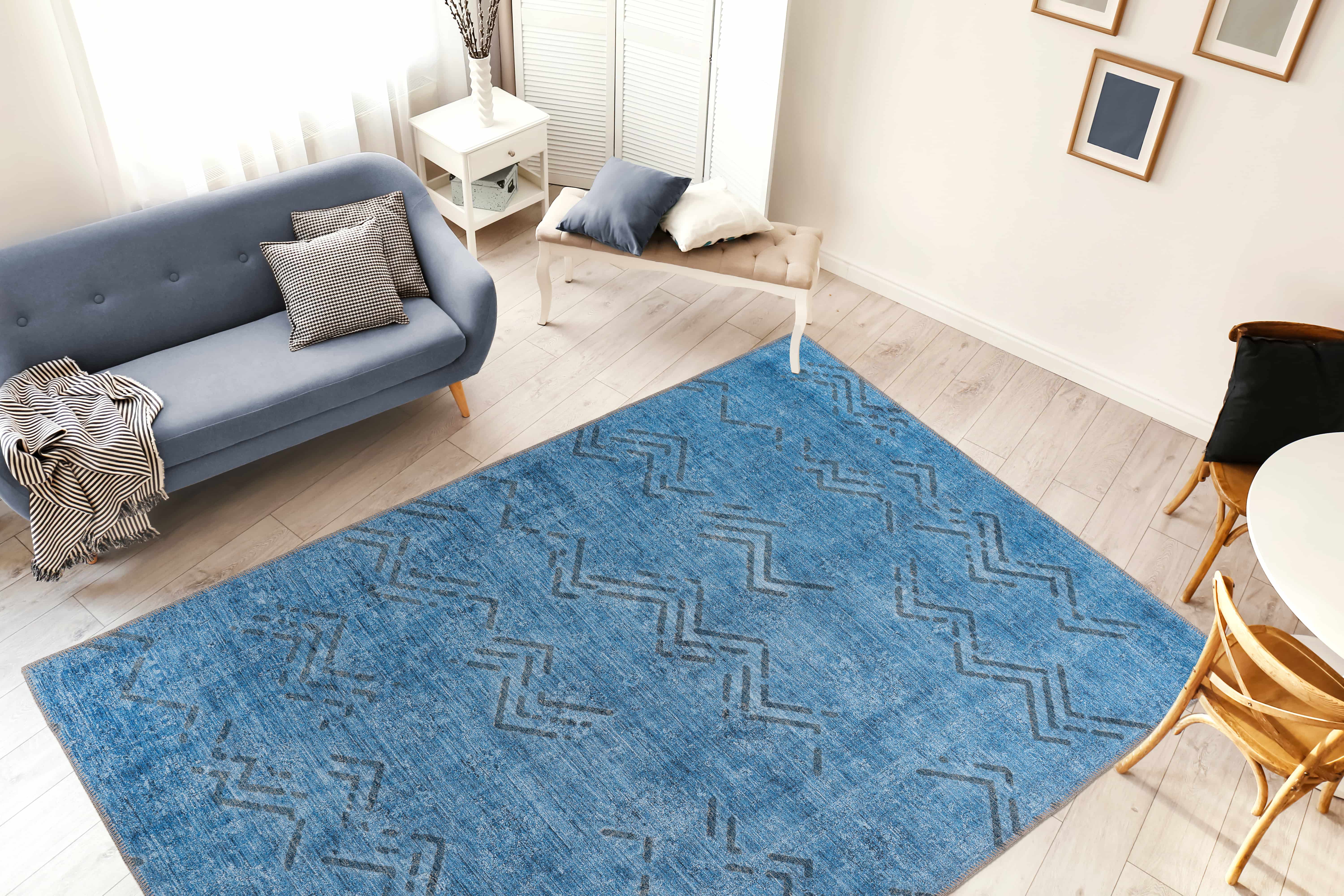 Antique 325 Blau Teppich | Flachflor | 80 x 150 cm | Teppich Antique 325 Blau Teppich | Flachflor | 80 x 150 cm | Teppich