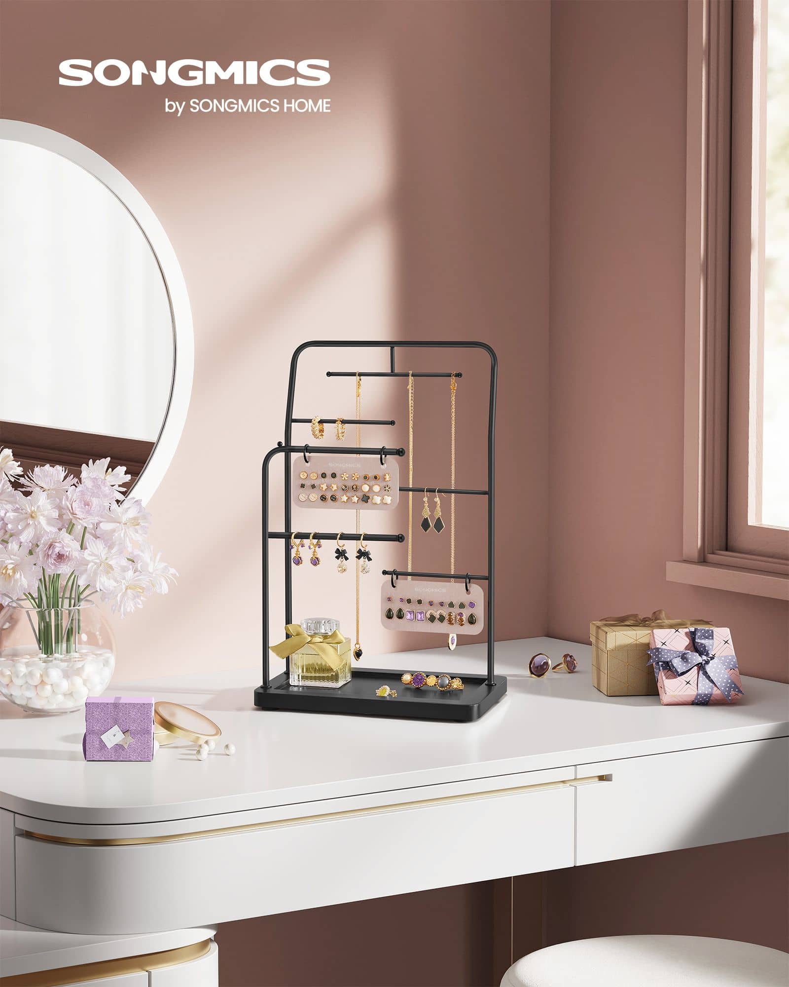 Schmuckständer mit 6 Hängestangen aus Metall tintenschwarz Schmuckständer mit 6 Hängestangen aus Metall tintenschwarz