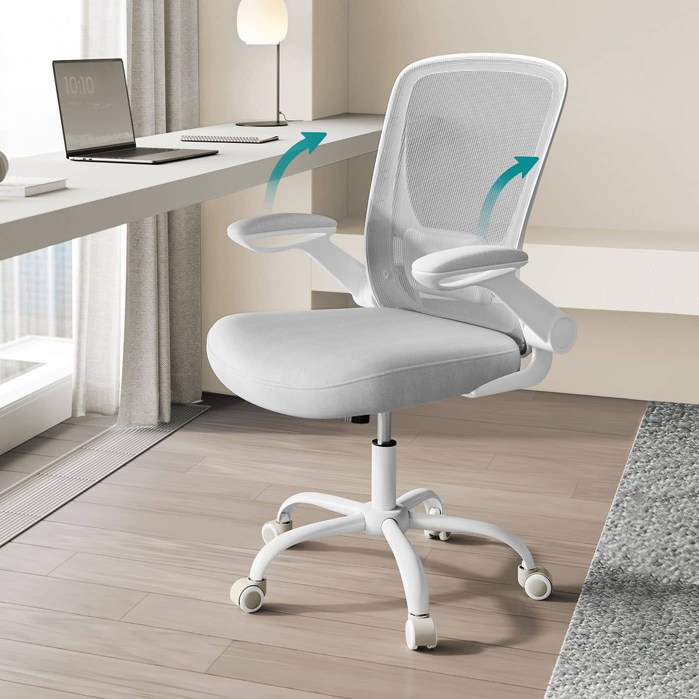 Bürostuhl ergonomisch mit Mesh und 53 cm großer Sitzfläche hellgrau Bürostuhl ergonomisch mit Mesh und 53 cm großer Sitzfläche hellgrau