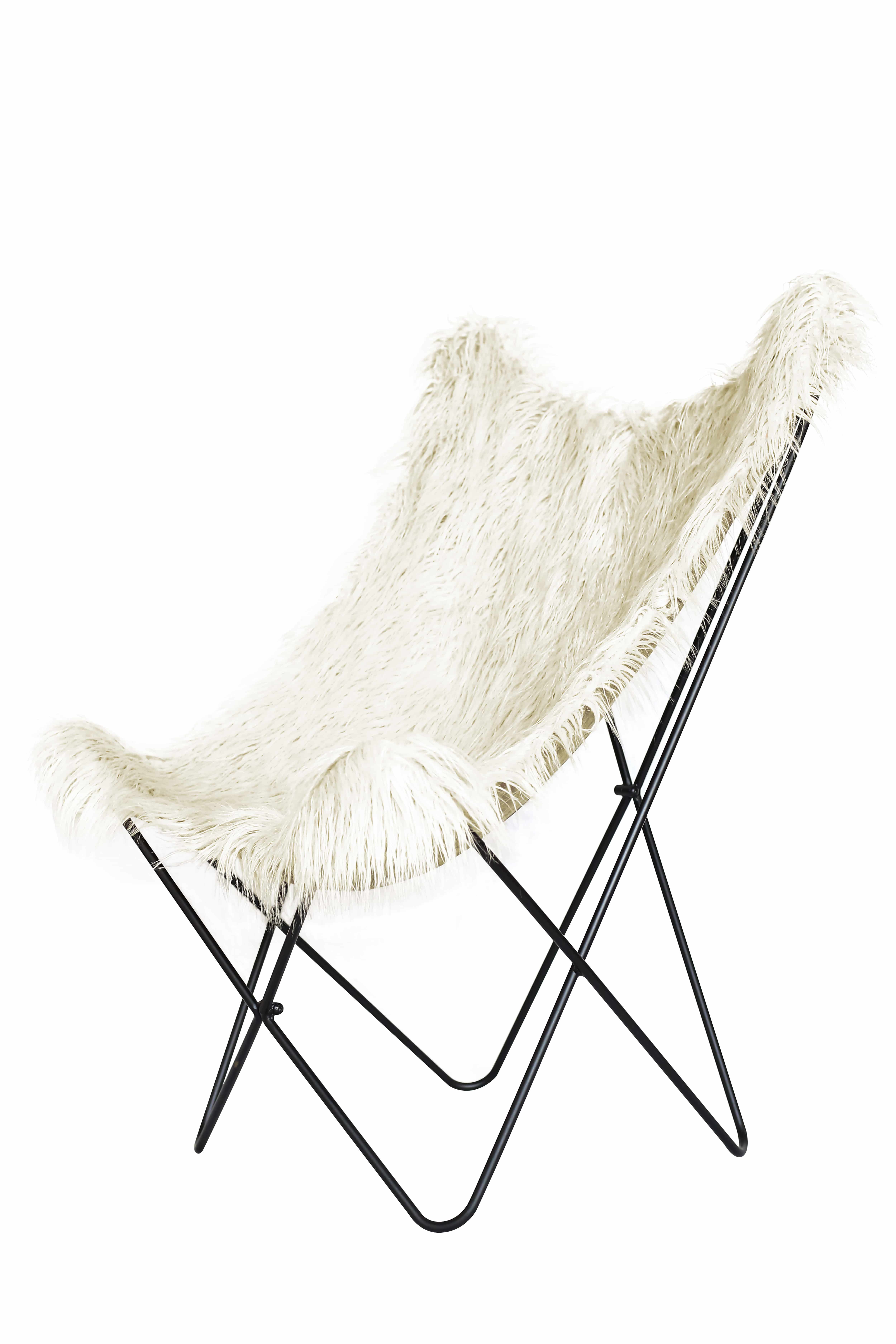 Schmetterling‑Stuhl Lynn 110 – Kunstfell Weiß 71×104×75 cm Schmetterling‑Stuhl Lynn 110 – Kunstfell Weiß 71×104×75 cm