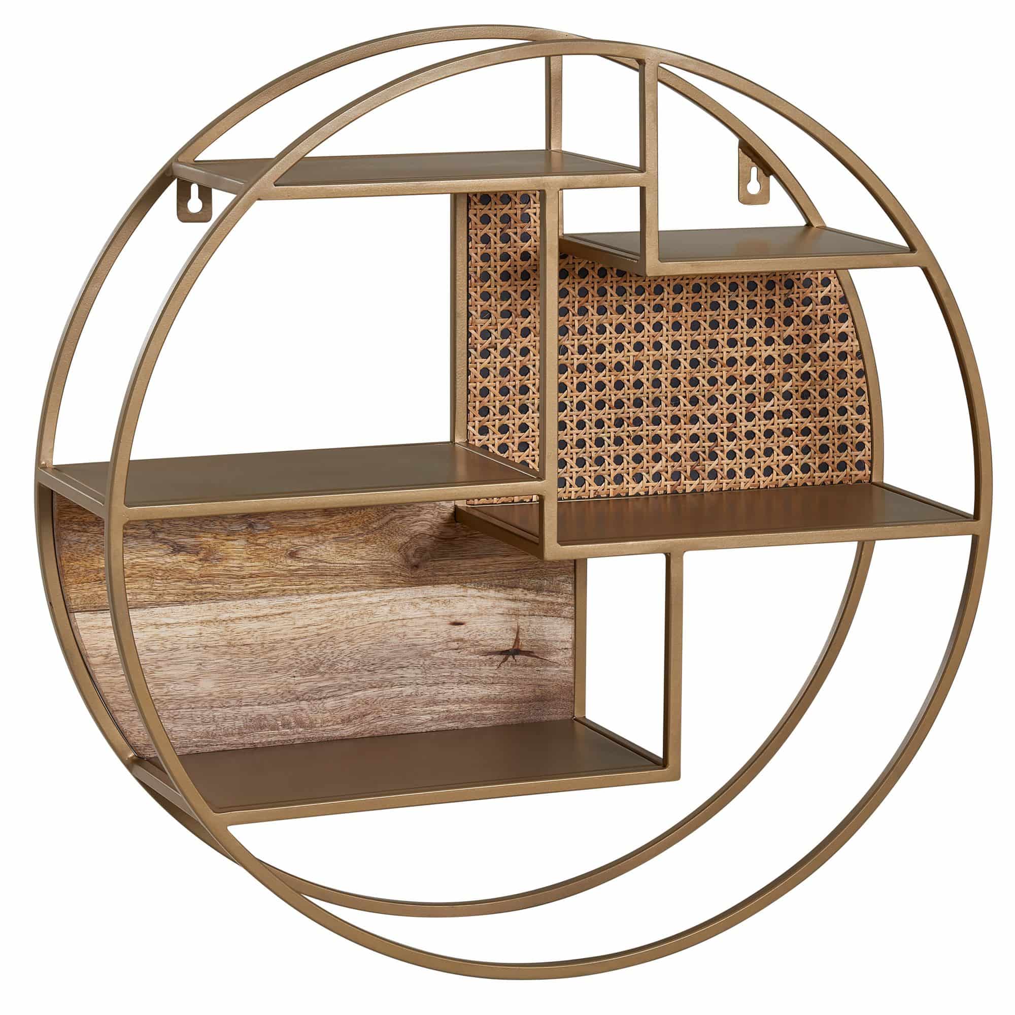 Wandregal Rattan 62x62x17 cm Hängeregal Massivholz / Metall Industrial Wandregal Rattan 62x62x17 cm Hängeregal Massivholz / Metall Industrial