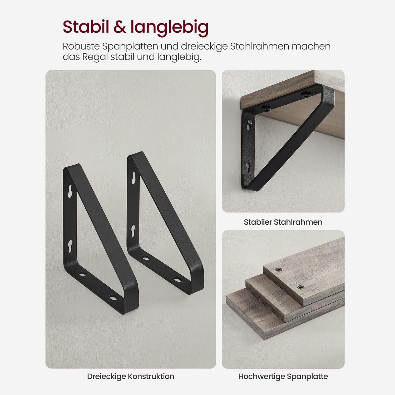 LWS033B02-6 Wandregal 3er Set