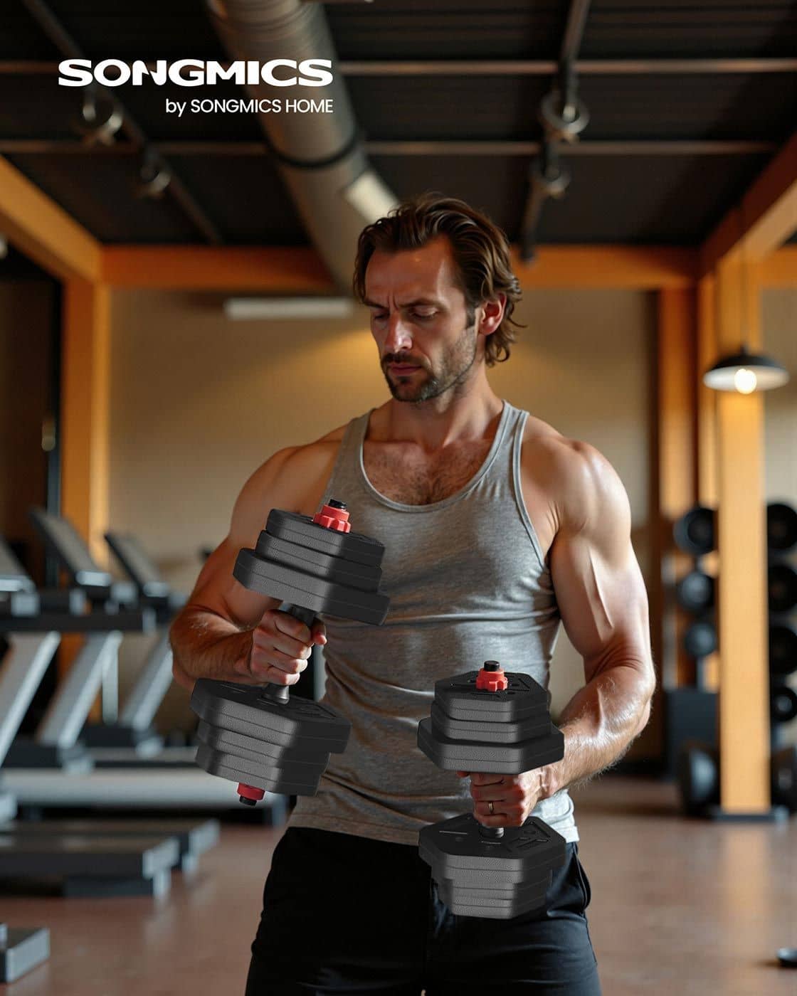 Hantelset mit Verbindungsstange 20 kg für Zuhause tintenschwarz Hantelset mit Verbindungsstange 20 kg für Zuhause tintenschwarz