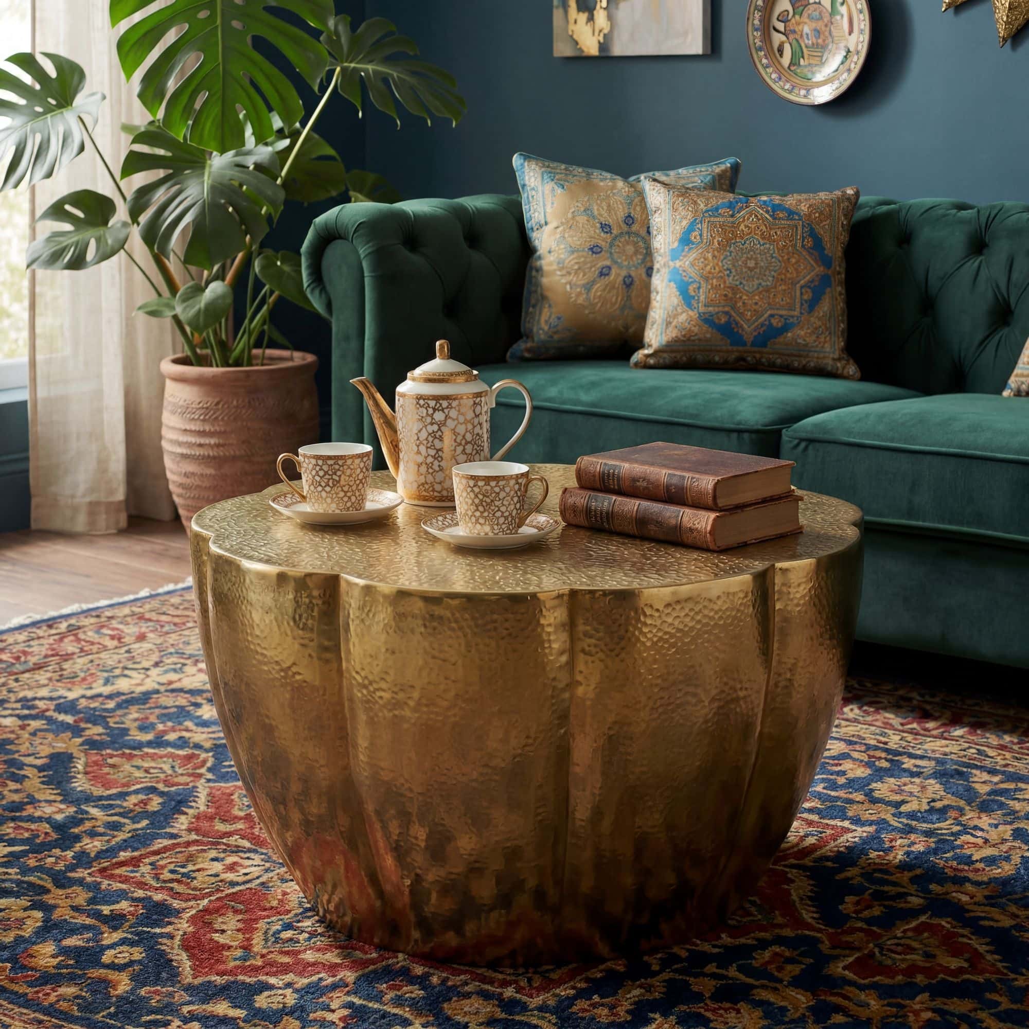 Couchtisch Aluminium 60cm Blütenform Gold - Runder Wohnzimmertisch - Design Sofatisch - Moderner Loungetisch - Beistelltisch Wohnzimmer Handmade Couchtisch Aluminium 60cm Blütenform Gold - Runder Wohnzimmertisch - Design Sofatisch - Moderner Loungetisch - Beistelltisch Wohnzimmer Handmade