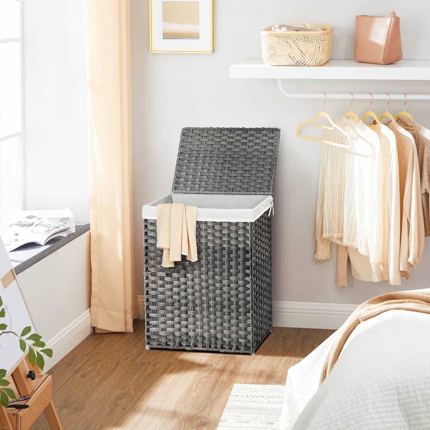 Wäschekorb Polyrattan 90 L Grau-LCB51WG Wäschekorb Polyrattan 90 L Grau-LCB51WG