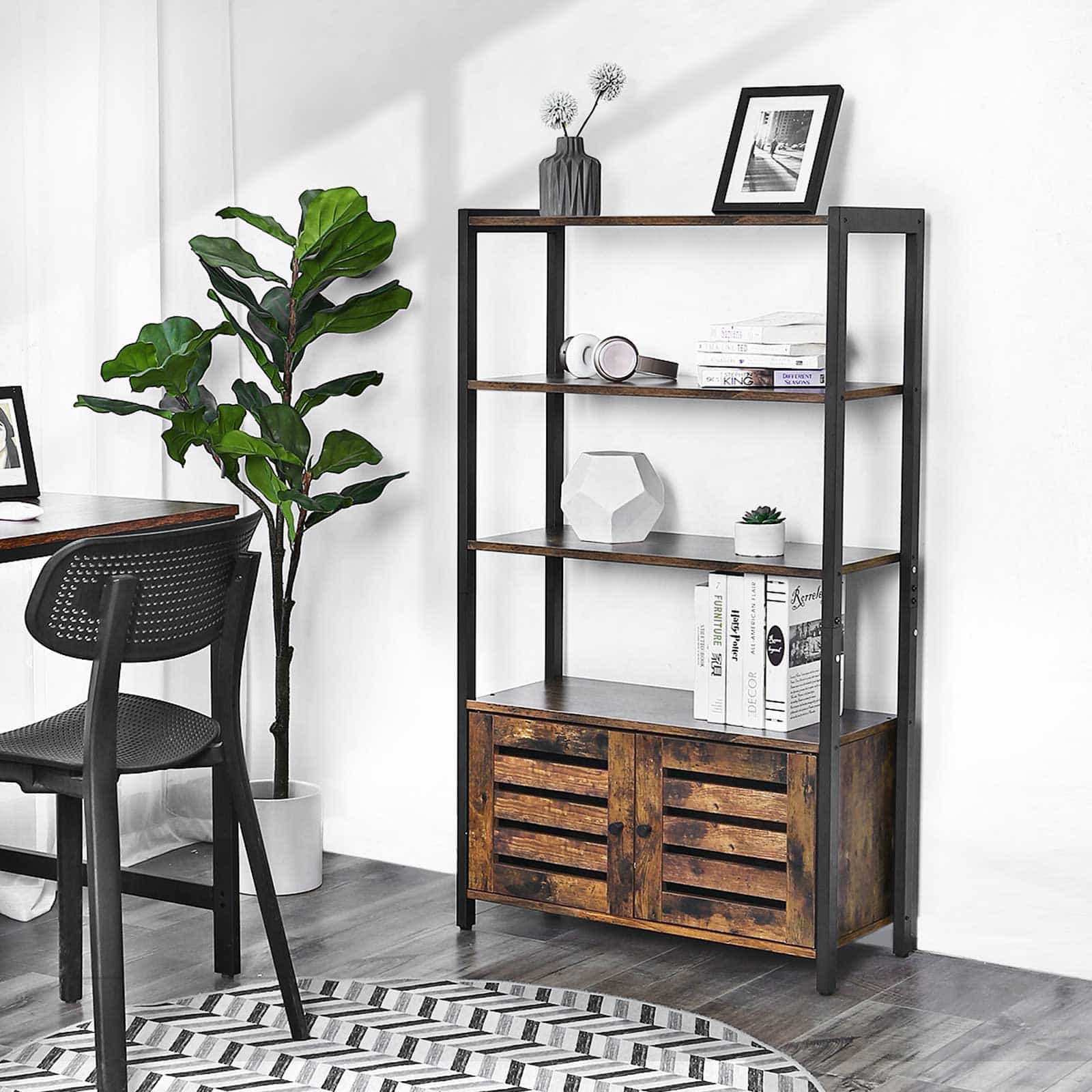 Industriestil-Regal-Lamellentueren-LSC75BX-3 Industriestil Regal mit Lamellentüren