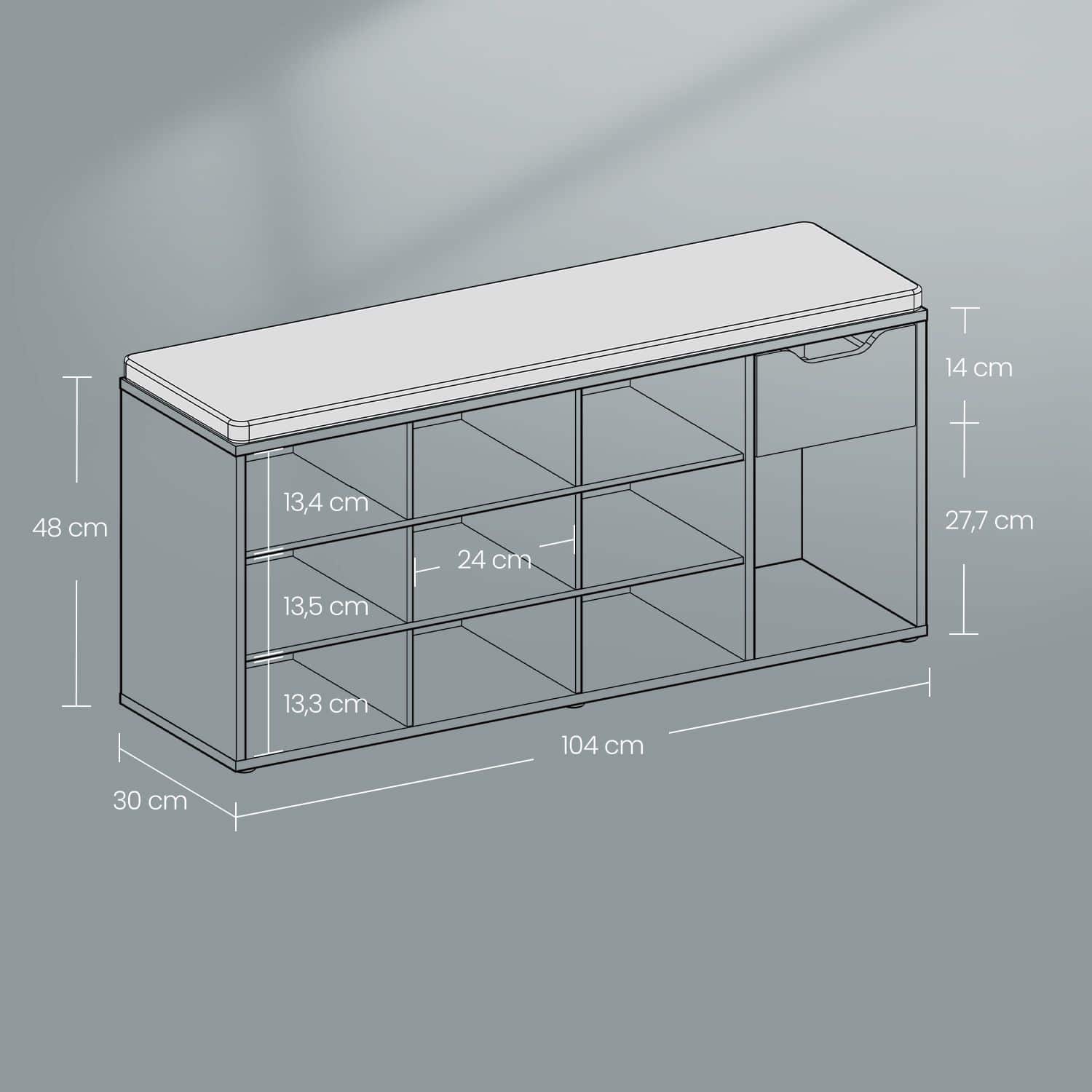 Schuhbank mit offenen Fächern Schuhbank mit offenen Fächern