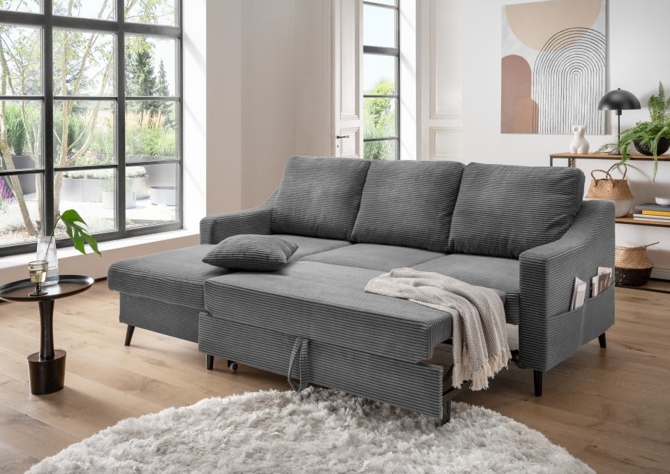 Benformato_Valentina_2F-RECBK_4801_F08-4FKfTSu0gSrzZh Grau in Grau: Stilvolles Sofa Valentina mit flexibler Recamiere