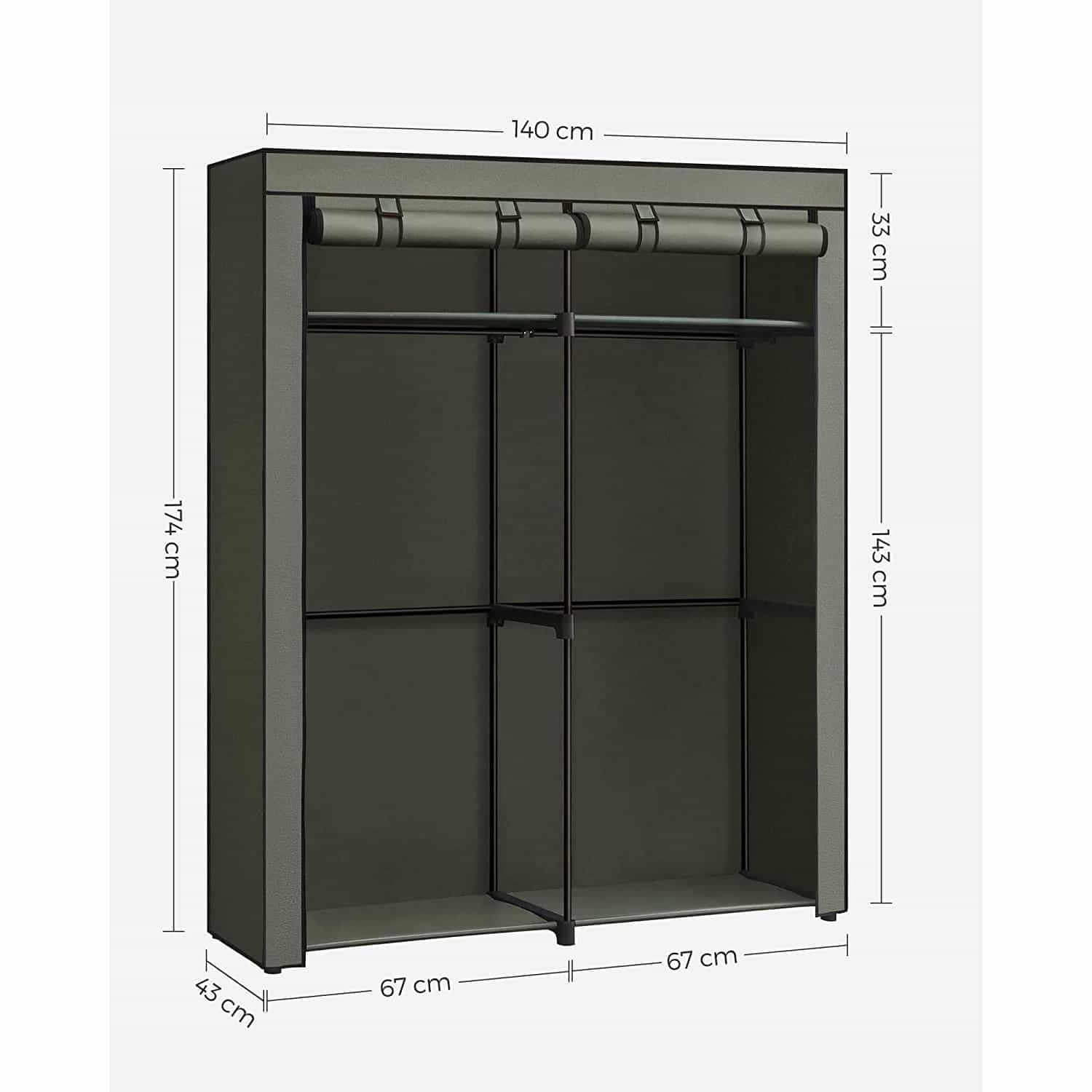 Stoffschrank mit 2 Kleiderstangen salbeigrün Stoffschrank mit 2 Kleiderstangen salbeigrün