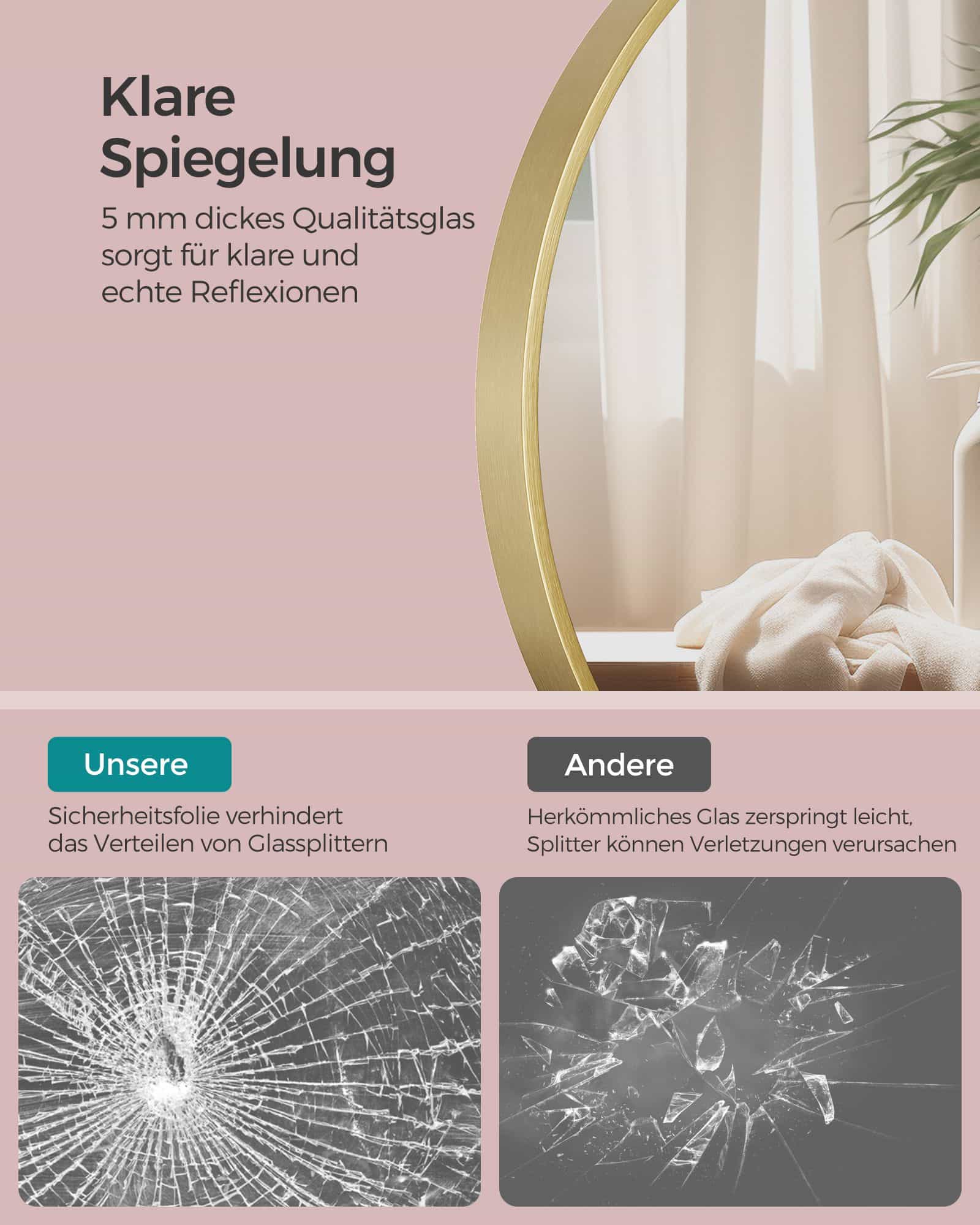 Spiegel rund einfache Montage modern metallisches Gold-LWM102A01 Spiegel rund einfache Montage modern metallisches Gold-LWM102A01