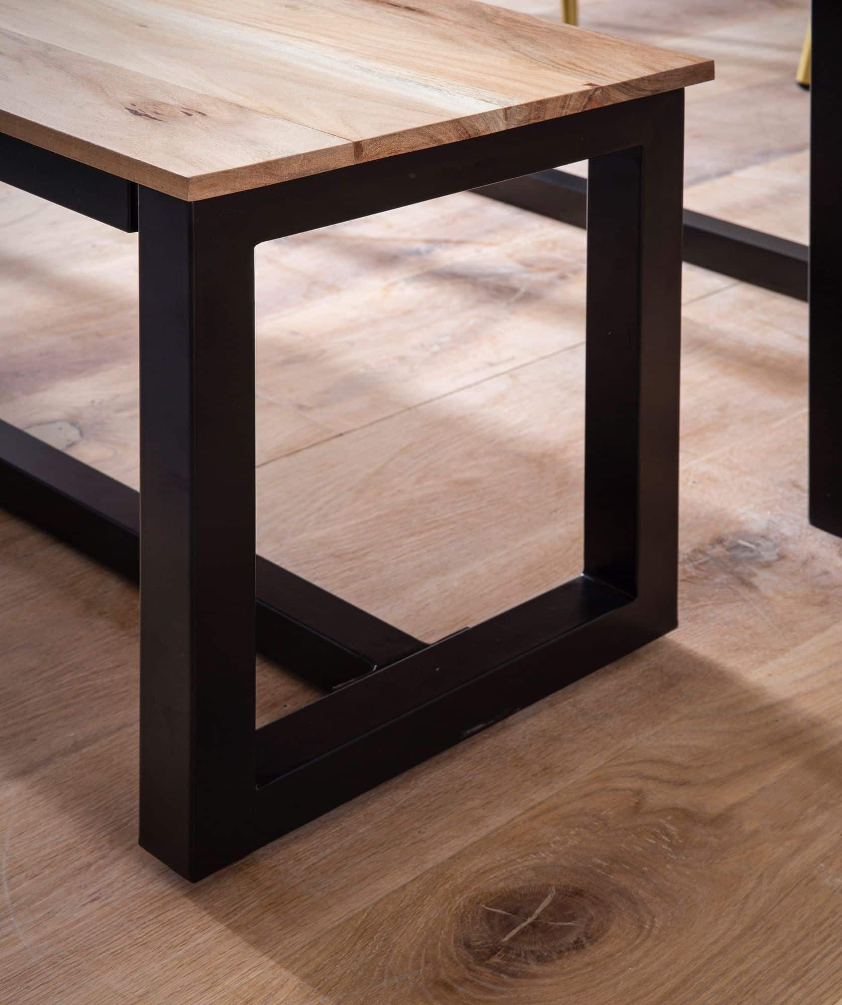 Esszimmerbank 180x40x45 cm Akazie Massivholz Metall Loft-Style Esszimmerbank 180x40x45 cm Akazie Massivholz Metall Loft-Style