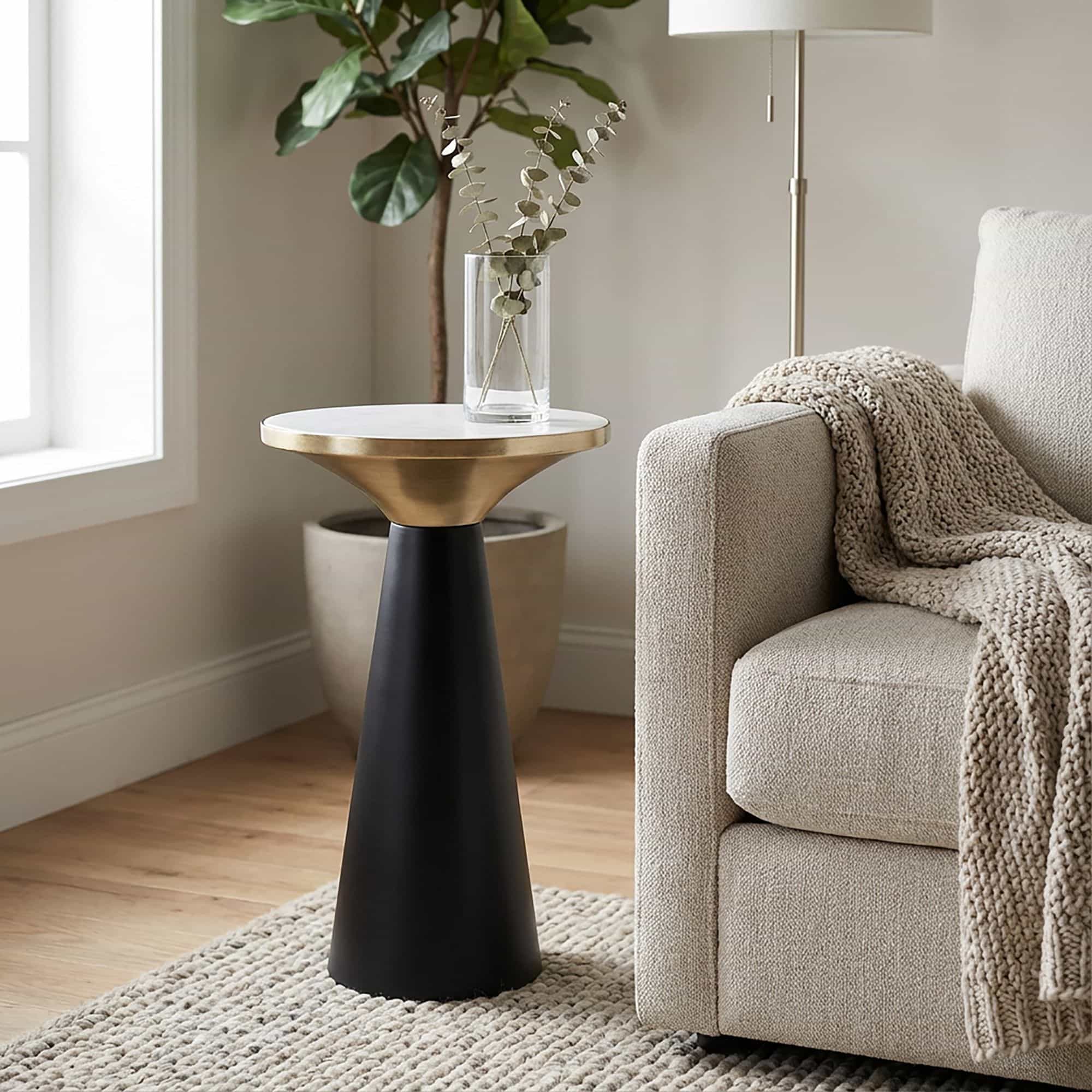 Beistelltisch Aluminium & Marmor Tischplatte 28cm rund - Kleiner runder Anstelltisch aus Metall Schwarz - Design Wohnzimmertisch - Dekotisch - Couchtisch - Metalltisch Handmade pflegeleicht Beistelltisch Aluminium & Marmor Tischplatte 28cm rund - Kleiner runder Anstelltisch aus Metall Schwarz - Design Wohnzimmertisch - Dekotisch - Couchtisch - Metalltisch Handmade pflegeleicht