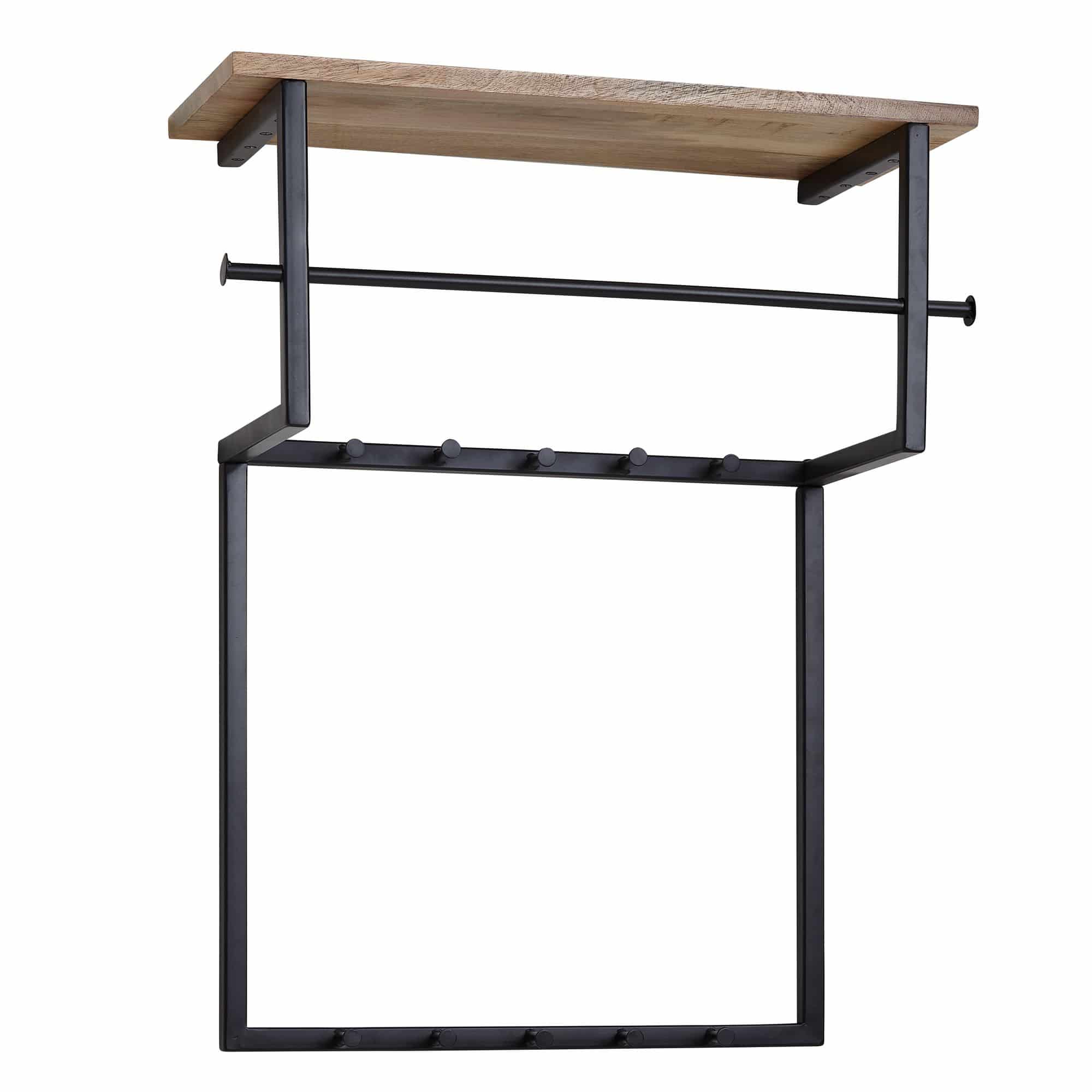 63439-WOHNLING-Garderobe-Stahl-schwarz-Mango-Holz-60x26x76-cm-WL6-452-WL6-452_6 Design Wandgarderobe Mango Massivholz Metall 60x76x26 cm