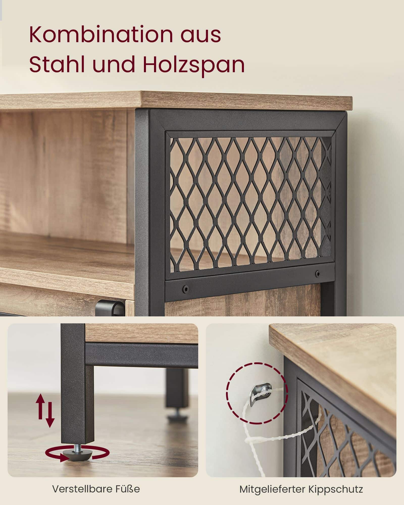 Sideboard mit Schiebetür Landhausstil eichenbraun-schwarz-B34LSC089B50 Sideboard mit Schiebetür Landhausstil eichenbraun-schwarz-B34LSC089B50