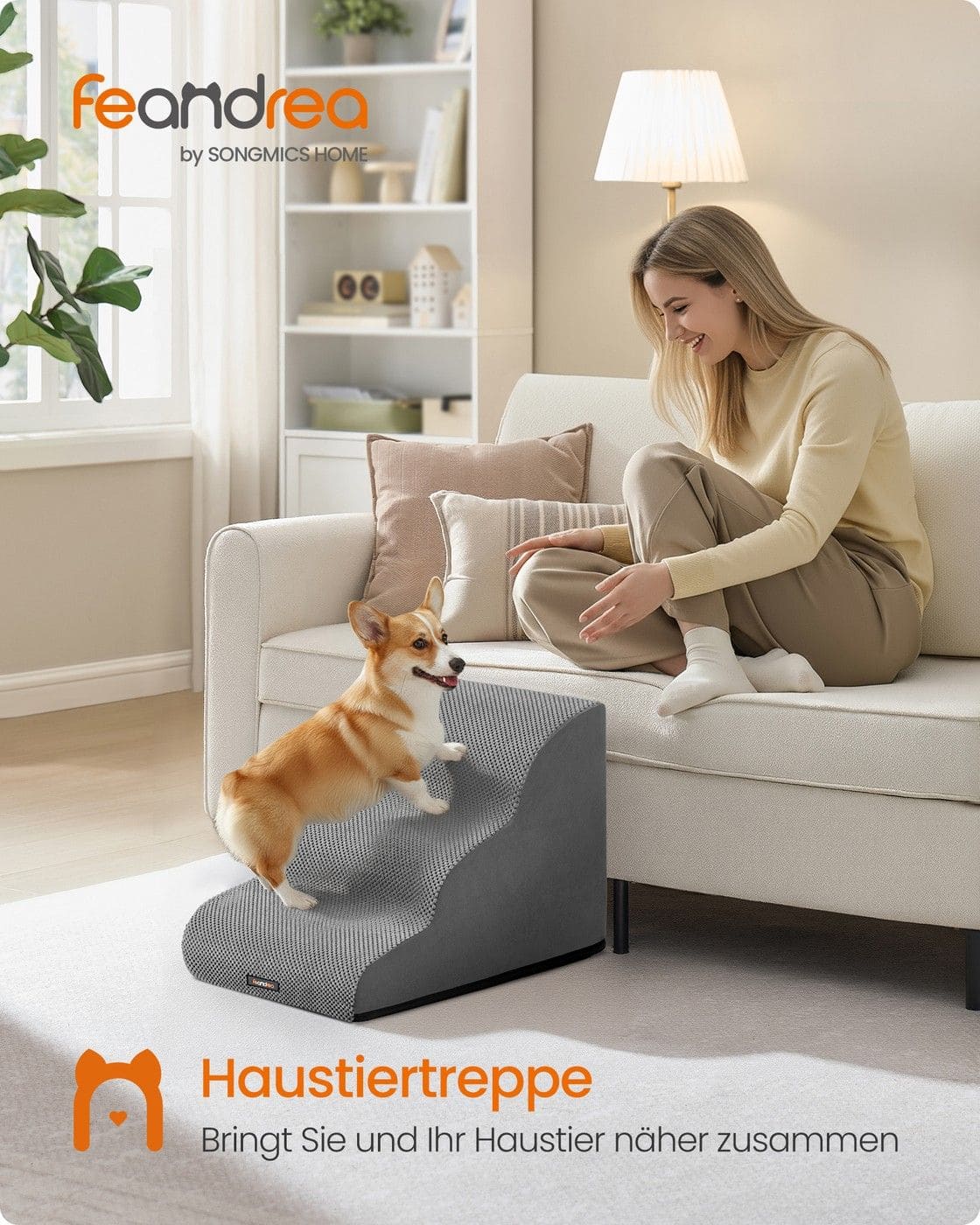 Hundetreppe mit rutschfestem Bezug und 3 Stufen Hundetreppe mit rutschfestem Bezug und 3 Stufen