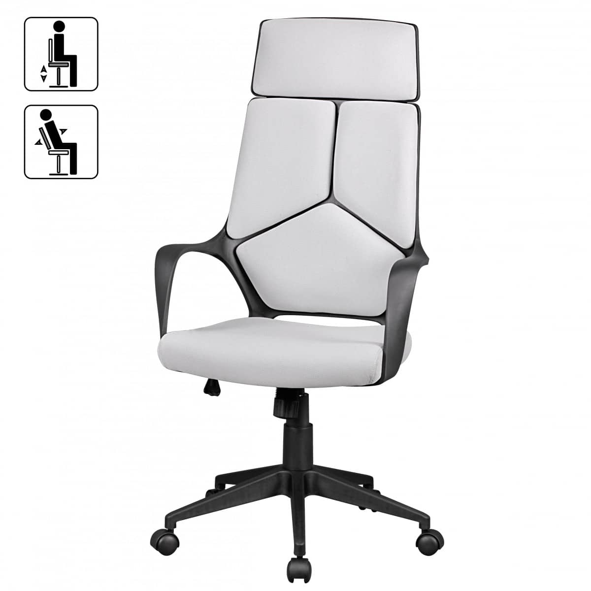 Bürostuhl Stoffbezug Hellgrau Schreibtischstuhl Design Chefsessel Drehstuhl Wippmechanik & Armlehne Bürostuhl Stoffbezug Hellgrau Schreibtischstuhl Design Chefsessel Drehstuhl Wippmechanik & Armlehne