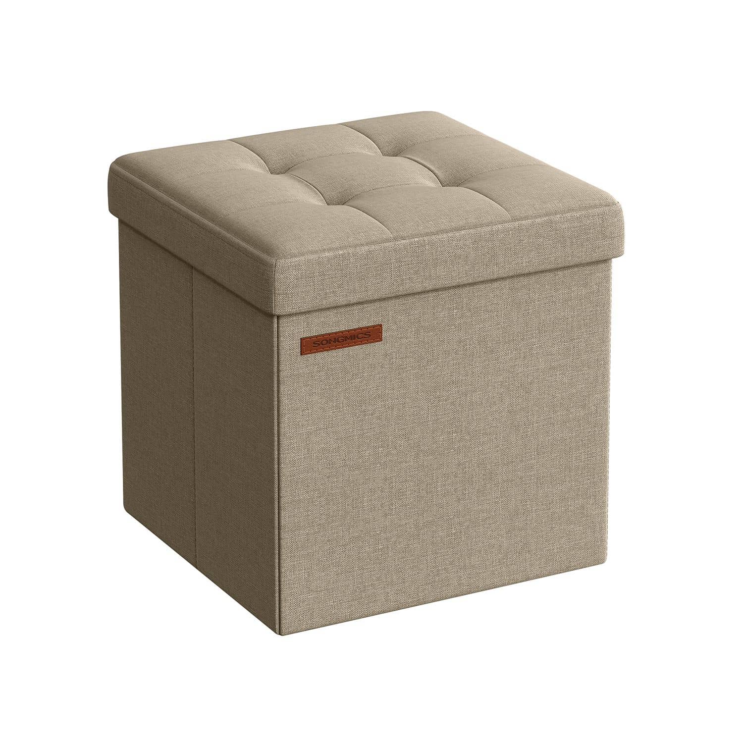 Klappbarer Sitzhocker mit Stauraum 30 x 30 cm kamelbraun Klappbarer Sitzhocker mit Stauraum 30 x 30 cm kamelbraun