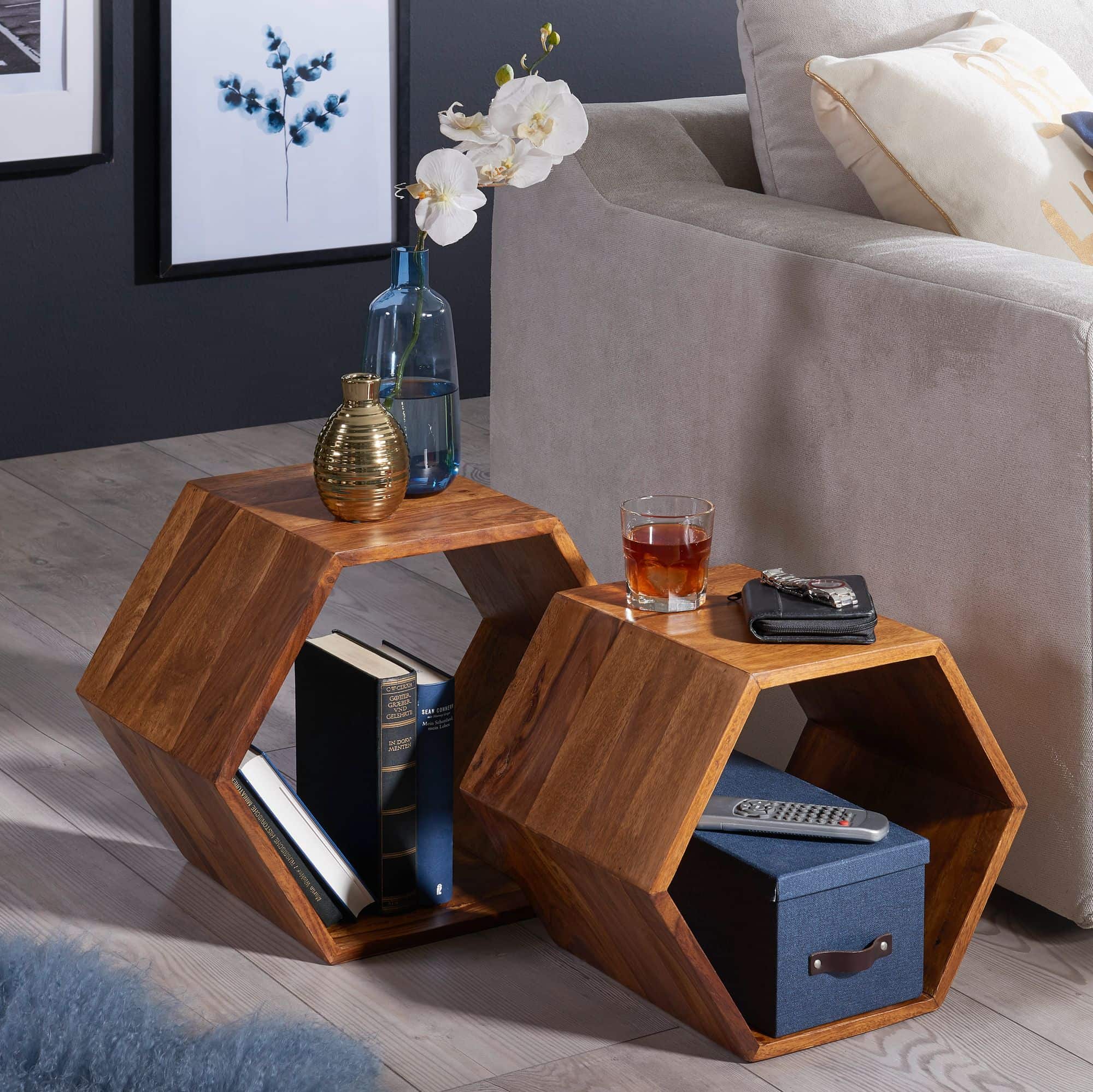 47412-WOHNLING-Beistelltisch-40x30x40-cm-Sheesham_1mIP6wZuKnQo8U Beistelltisch 2er Set Sheesham Massivholz Design Wohnzimmertisch